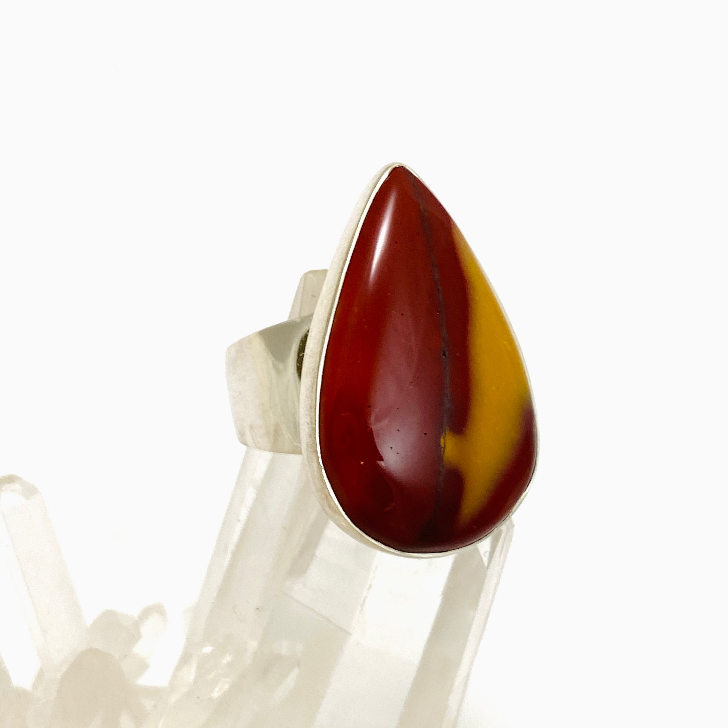 Natural Mookaite Teardrop Cabochon Sterling Silver Ring Size 7 - KRGJ3390 | Handmade Jewelry for Women, Boho Chic Accessory, Gift for Her, Perfect for Everyday Wear & Special Occasions
