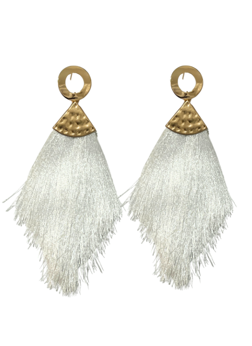 Kensie White Fringe Earrings for Women - Boho Chic Dangle Earrings for Party, Wedding & Everyday Wear