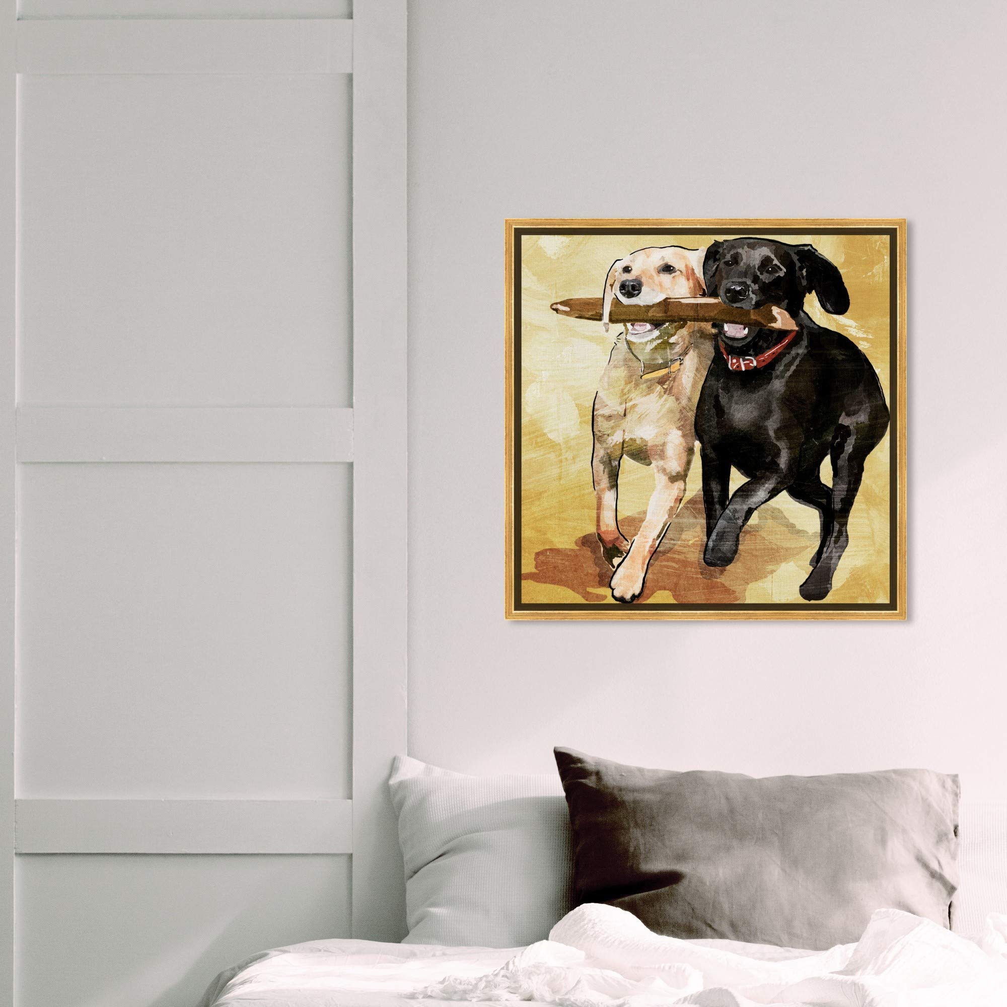 Playtime Dogs and Puppies Framed Wall Art Canvas Prints - Perfect for Living Room, Bedroom, and Nursery Decor