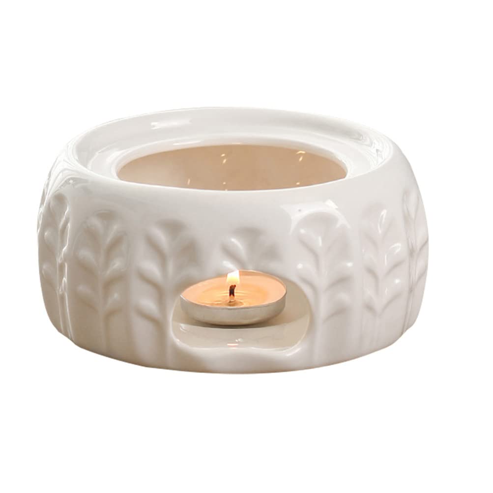 Japanese Ceramic Tea Warmer & Coffee Mug Warmer - White Tea Light Warmer Base for Glass, Stainless Steel & Ceramic Teapots - Perfect for Home, Office & Tea Ceremonies