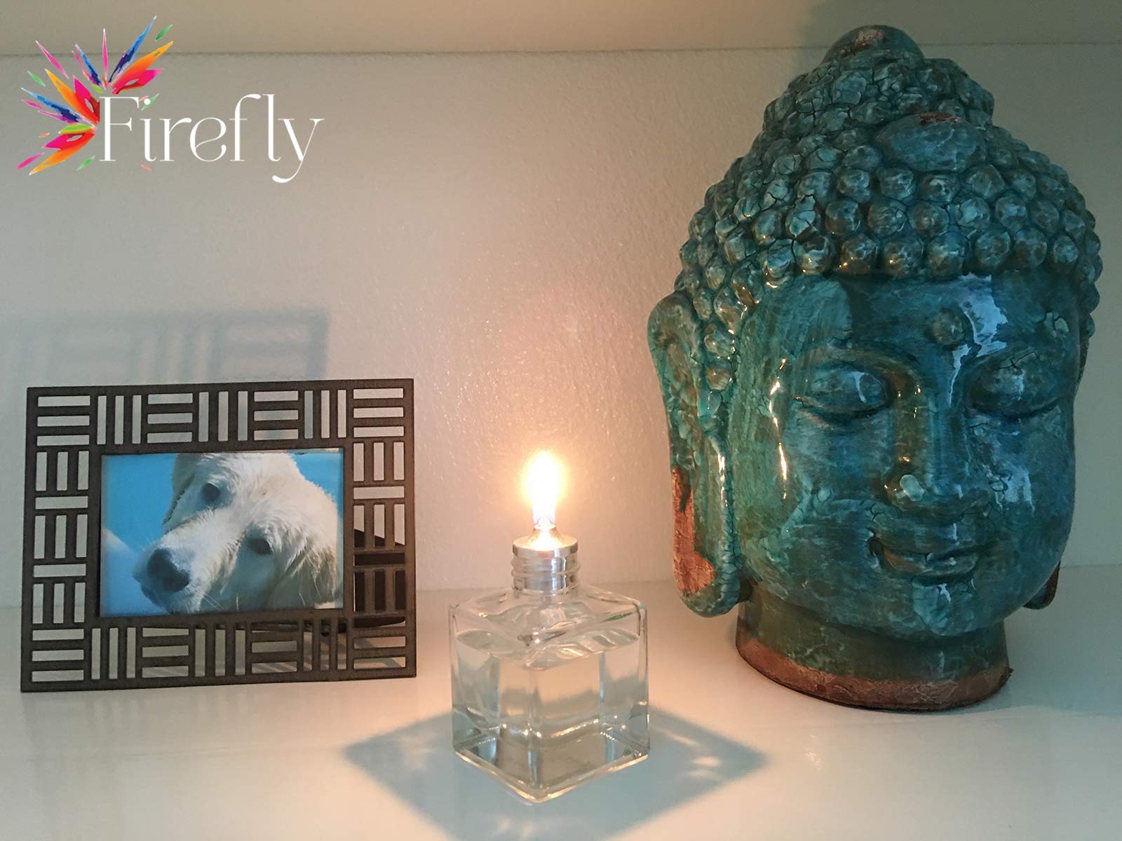 Firefly Aura Square Glass Oil Lamp - Refillable for Home Decor