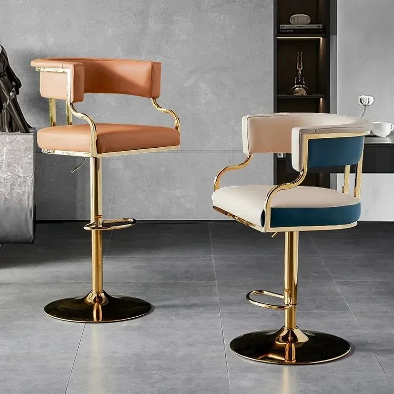 Swivel Leather Bar Stools - Height Adjustable Kitchen Counter Stools for Dining Room, Bar & Home Decor