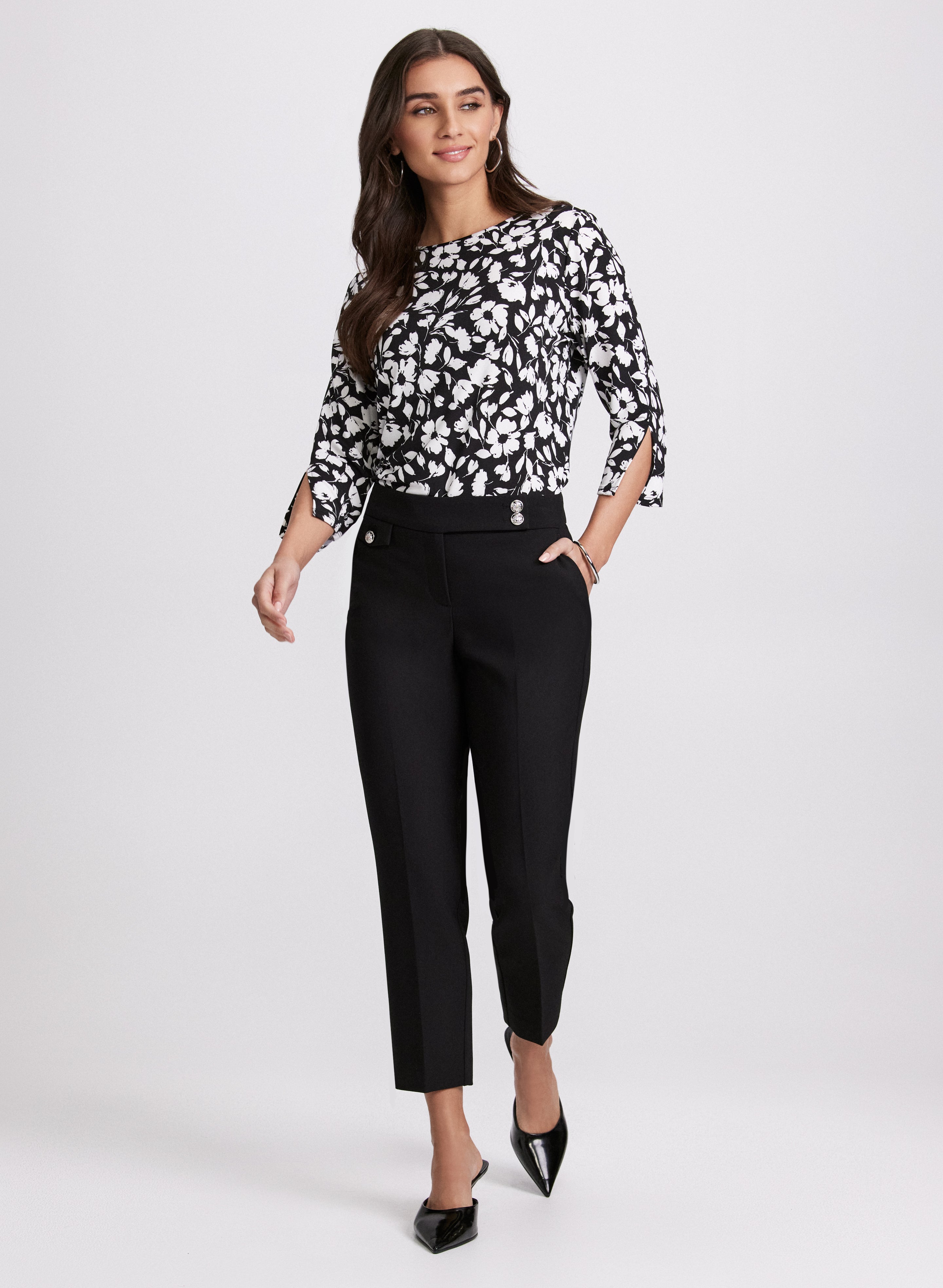 Floral Split Cuff Blouse for Women - Elegant Boho Chic Tunic Top for Casual Wear & Summer Outfits
