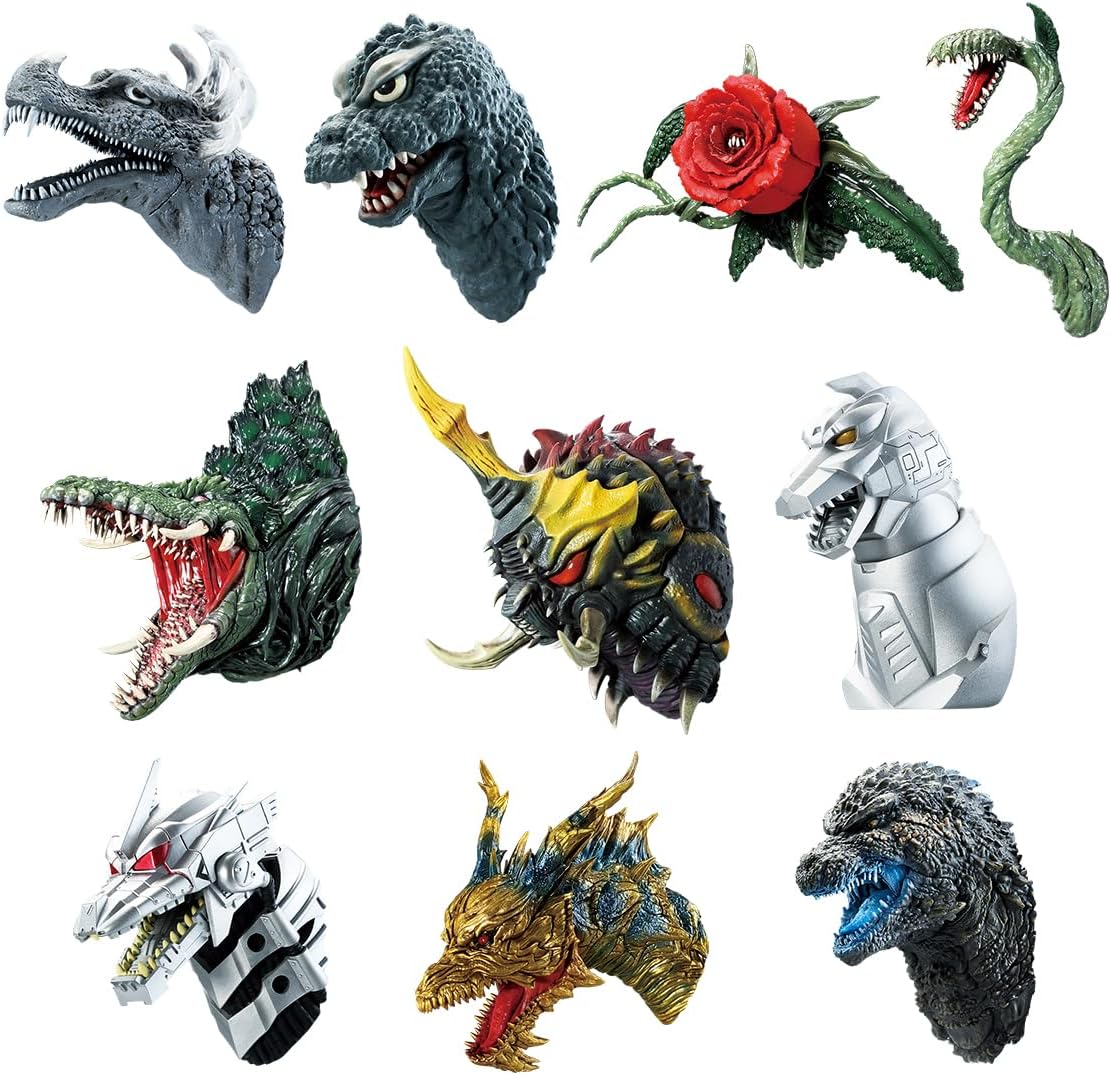 Bandai Ichibansho Zakka Magnet Monster Head Godzilla 70th Anniversary Collectible Figure Set of 10 - Perfect for Home Decor, Office Display, and Anime Fan Collections