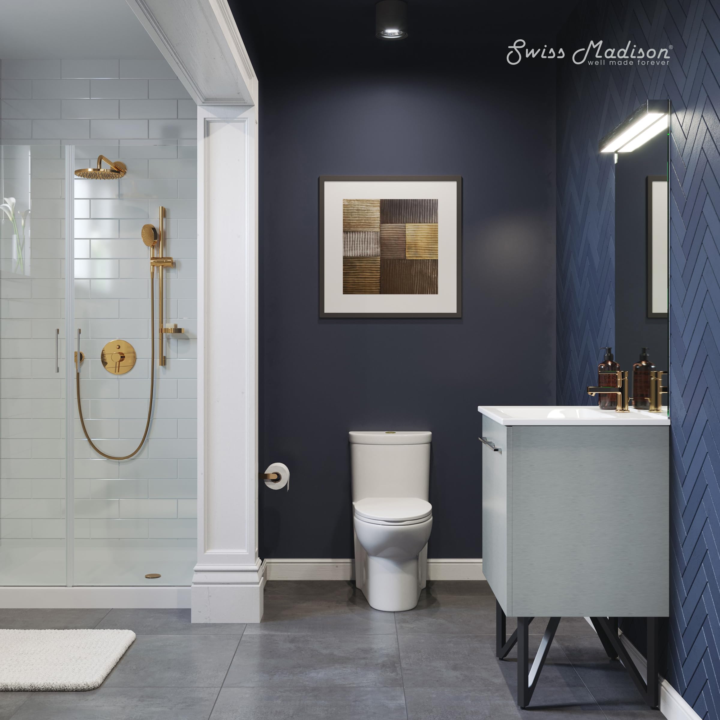 Premium One Piece Elongated Toilet with Dual Flush Technology - 1.1/1.6 GPF, Brushed Gold Hardware - Perfect for Modern Bathrooms & Luxury Homes