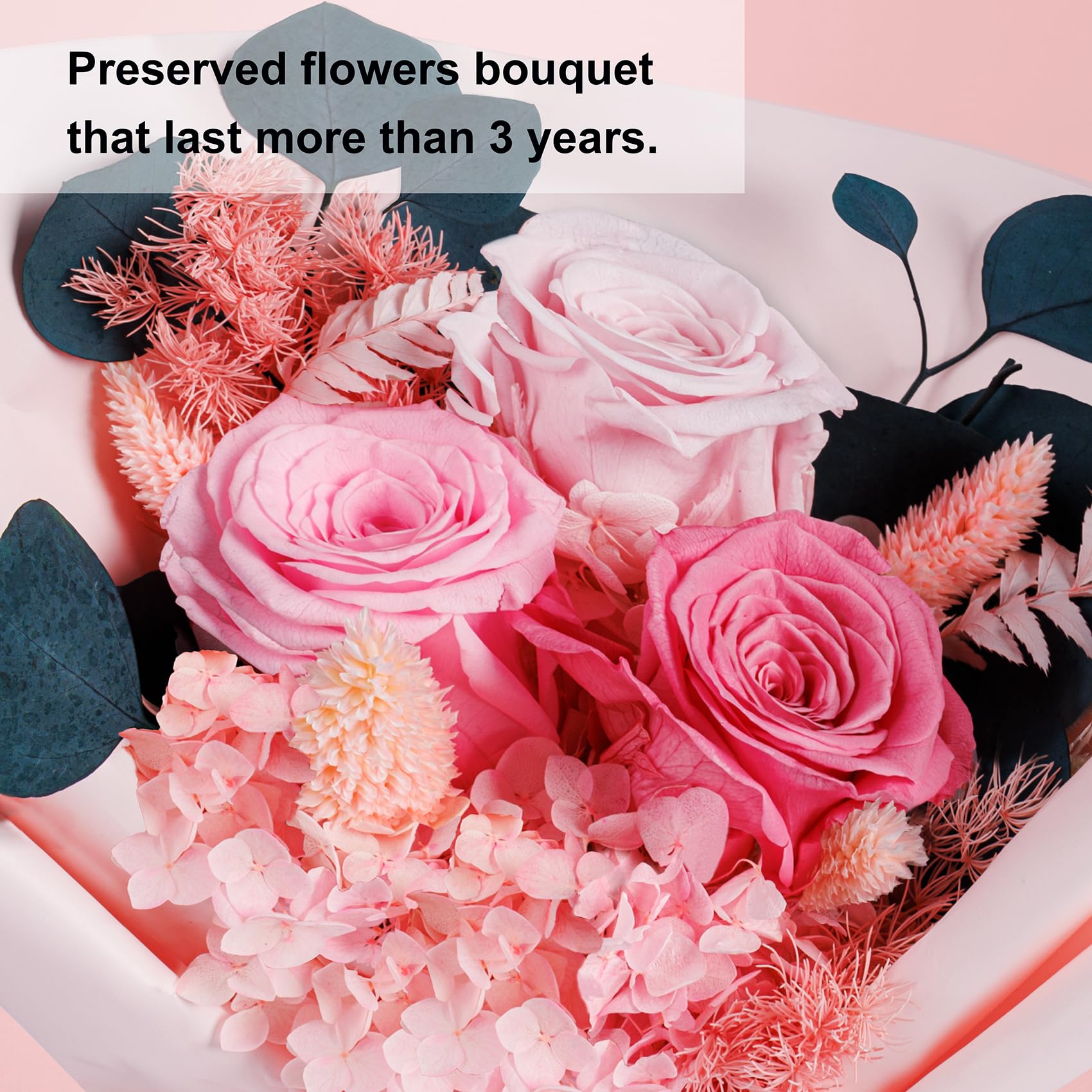 Beautiful Preserved Pink Roses Bouquet - Perfect Birthday & Mother's Day Gift for Women, Wife & Mom - Long-Lasting Flower Delivery for Special Occasions