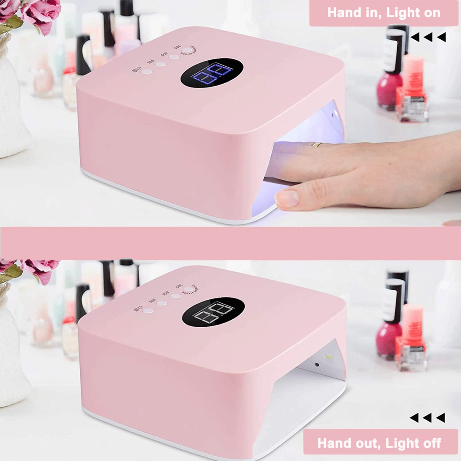 54W Cordless UV LED Nail Lamp - Professional Portable Rechargeable Nail Dryer with 3 Timer Settings, Sensor & LCD Display | Perfect for Home Manicures & Salon Nail Art Services | Fast Drying for Gel Polish & Acrylic Nails