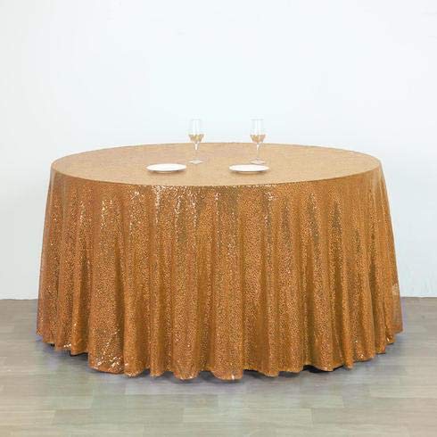 132 Inch Sequin Round Tablecloth - Premium Gold Payette Fabric for Weddings, Birthdays, Christmas & Party Decorations | Elegant Banquet, Reception, and Home Celebration Table Cover