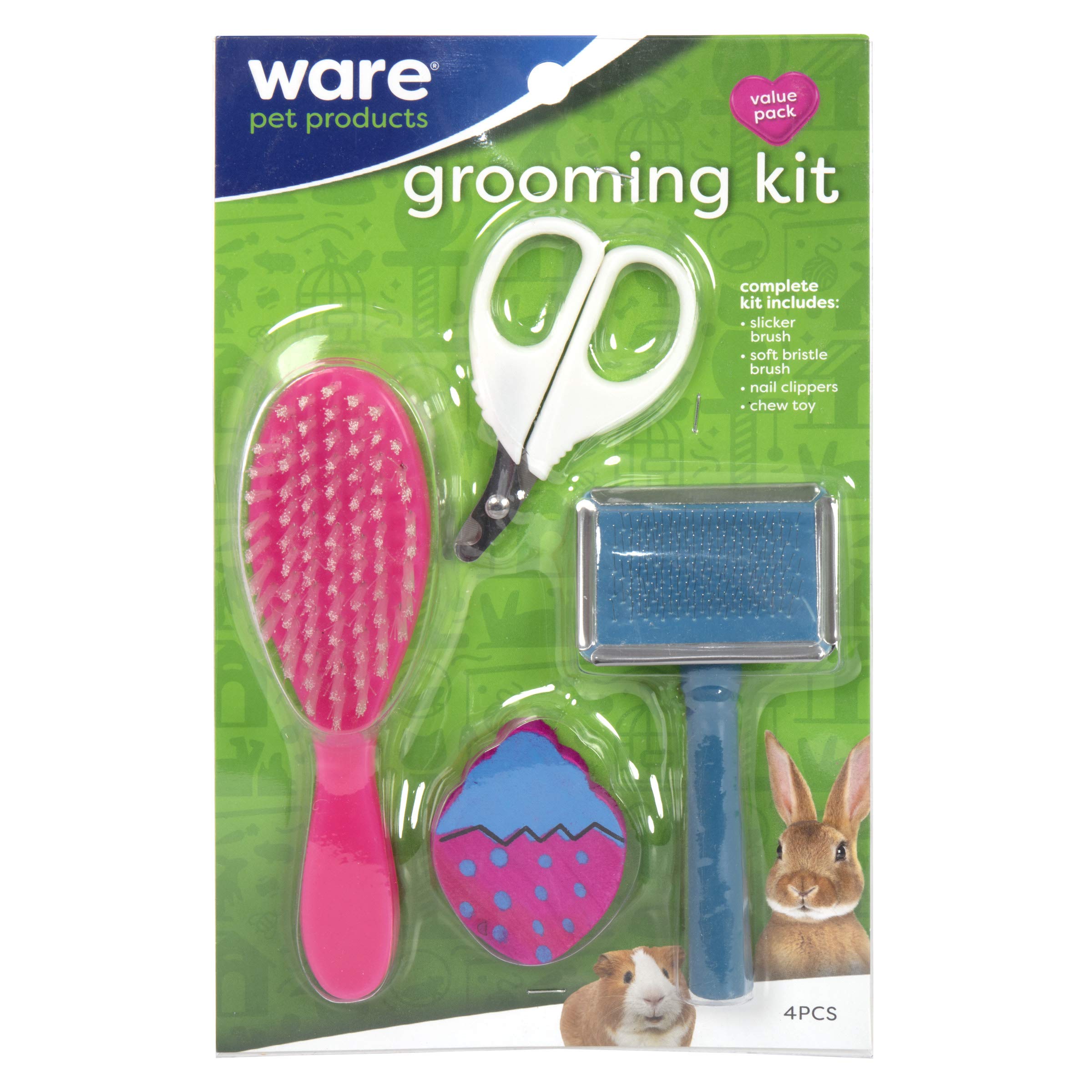 Ware Manufacturing Small Animal Grooming Kit - Complete Pet Grooming Tools for Rabbits, Guinea Pigs & Hamsters - Perfect for Home Grooming & Pet Care Routine