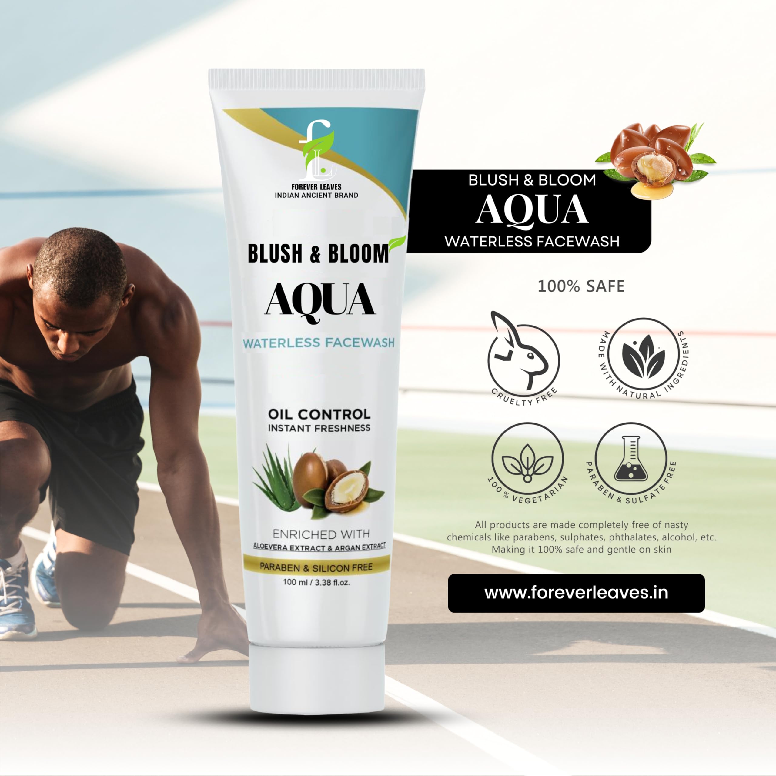 Oil Control Face Wash for Oily & Acne-Prone Skin - Waterless Cleanser with Mattifying Formula, Instant Cleanse & Oil Removal - Travel-Friendly No-Rinse Facial Wash (100ml) - Perfect for Gym, Travel & On-the-Go Skincare