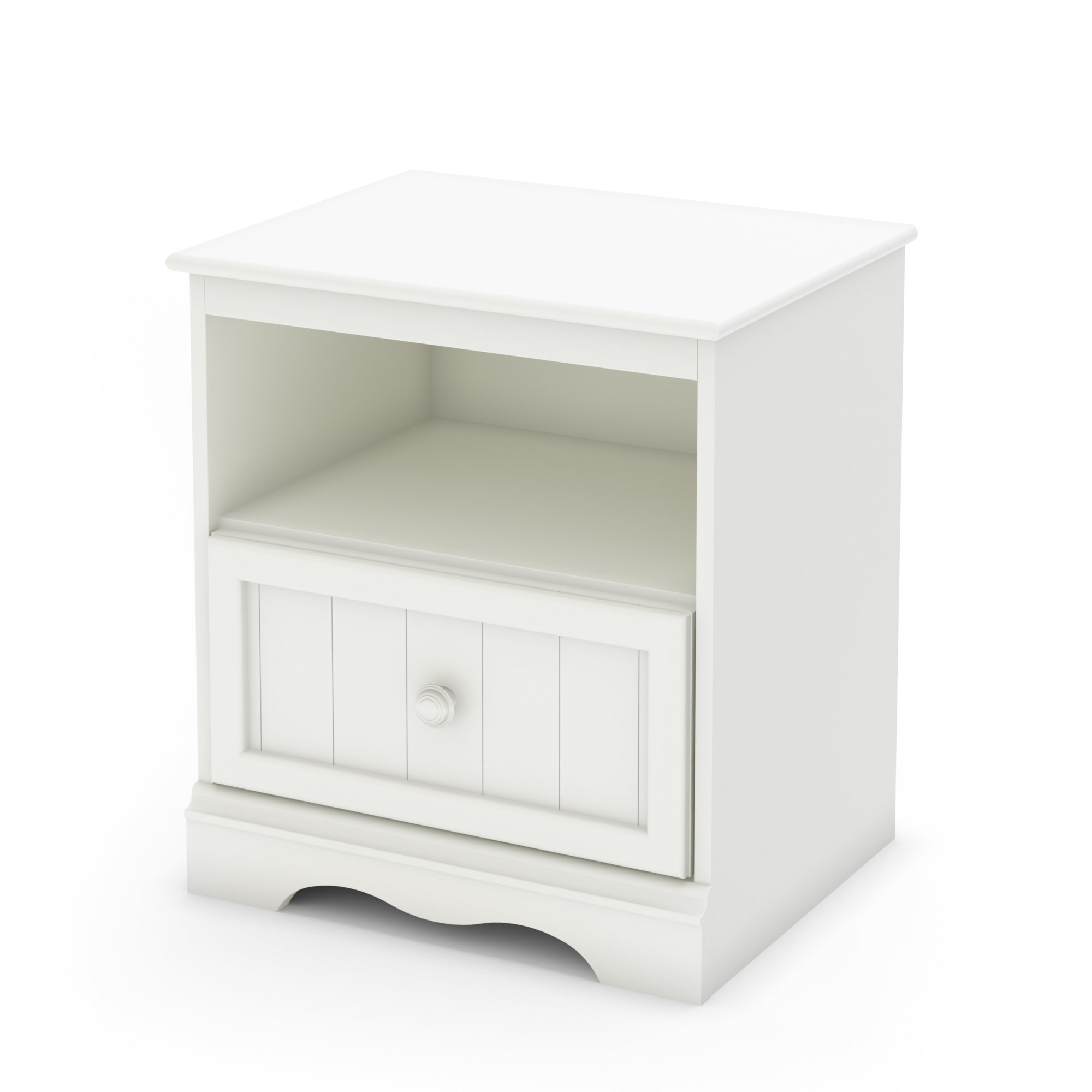 South Shore Savannah 1-Drawer Nightstand in Pure White - Modern Bedside Table for Small Spaces - Perfect for Bedrooms, Dorms & Apartments