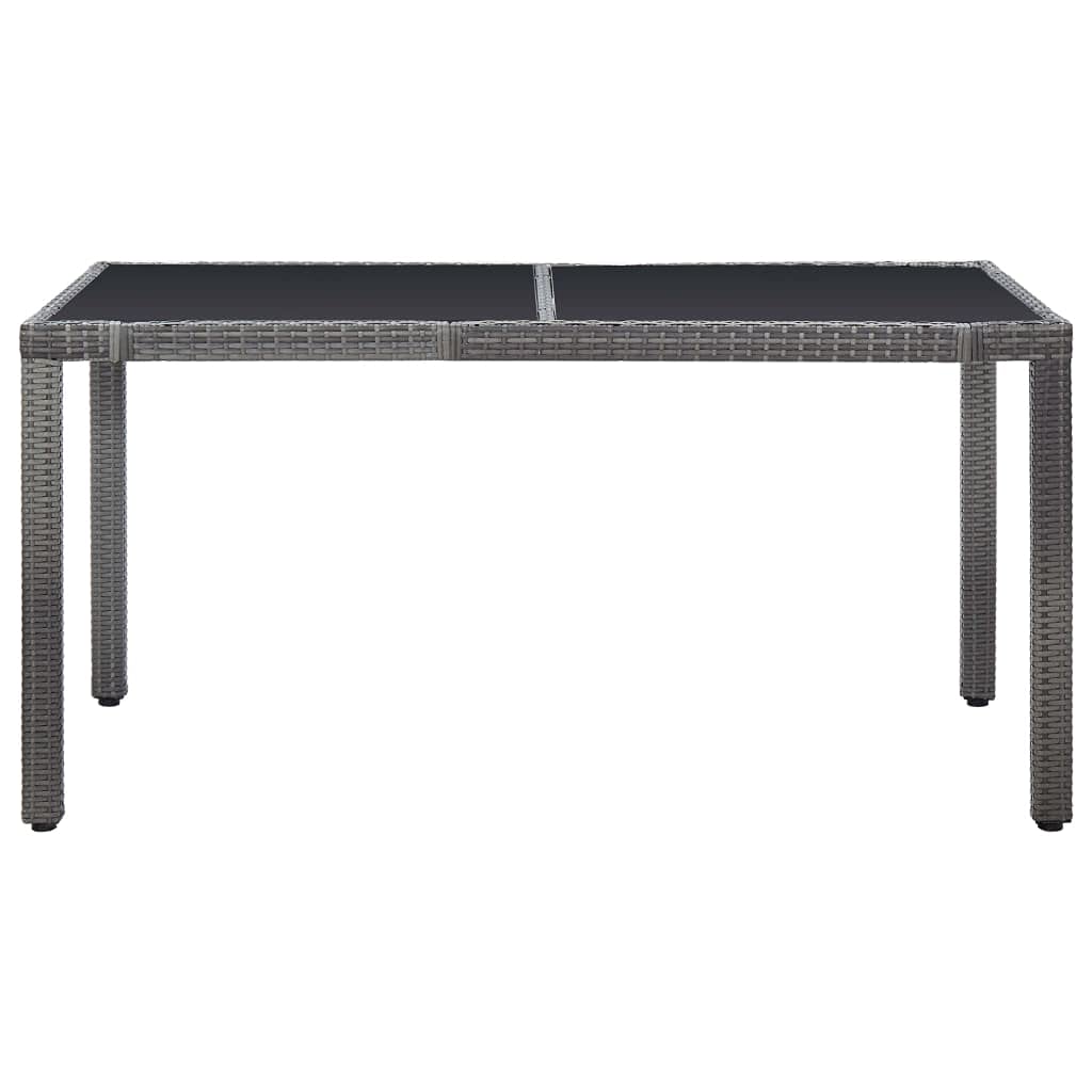 7-Piece Gray Poly Rattan Outdoor Dining Set with Coffee Table & Cushions - Patio Furniture, Sectional Sofa, Wicker Conversation Set for Backyard, Garden, Poolside & Terrace Relaxation