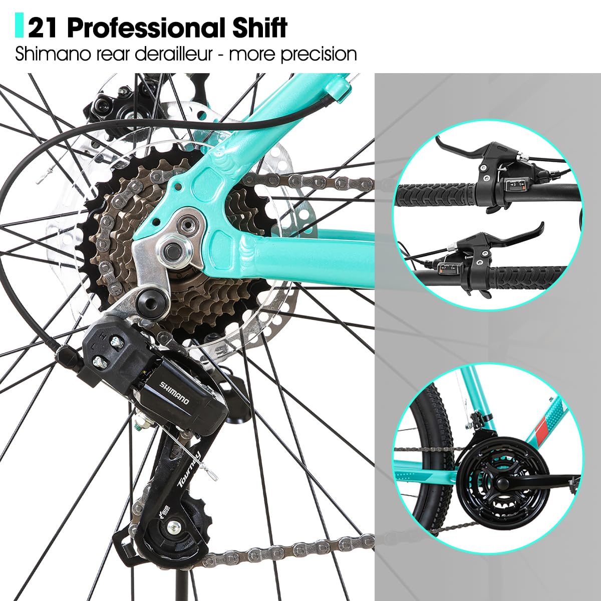 HILAND 20 26 27.5 Inch Women's Mountain Bike - 7/21 Speed, Aluminum Frame with Lock-Out Suspension Fork - Perfect for Trail Riding, Commuting & Outdoor Adventures