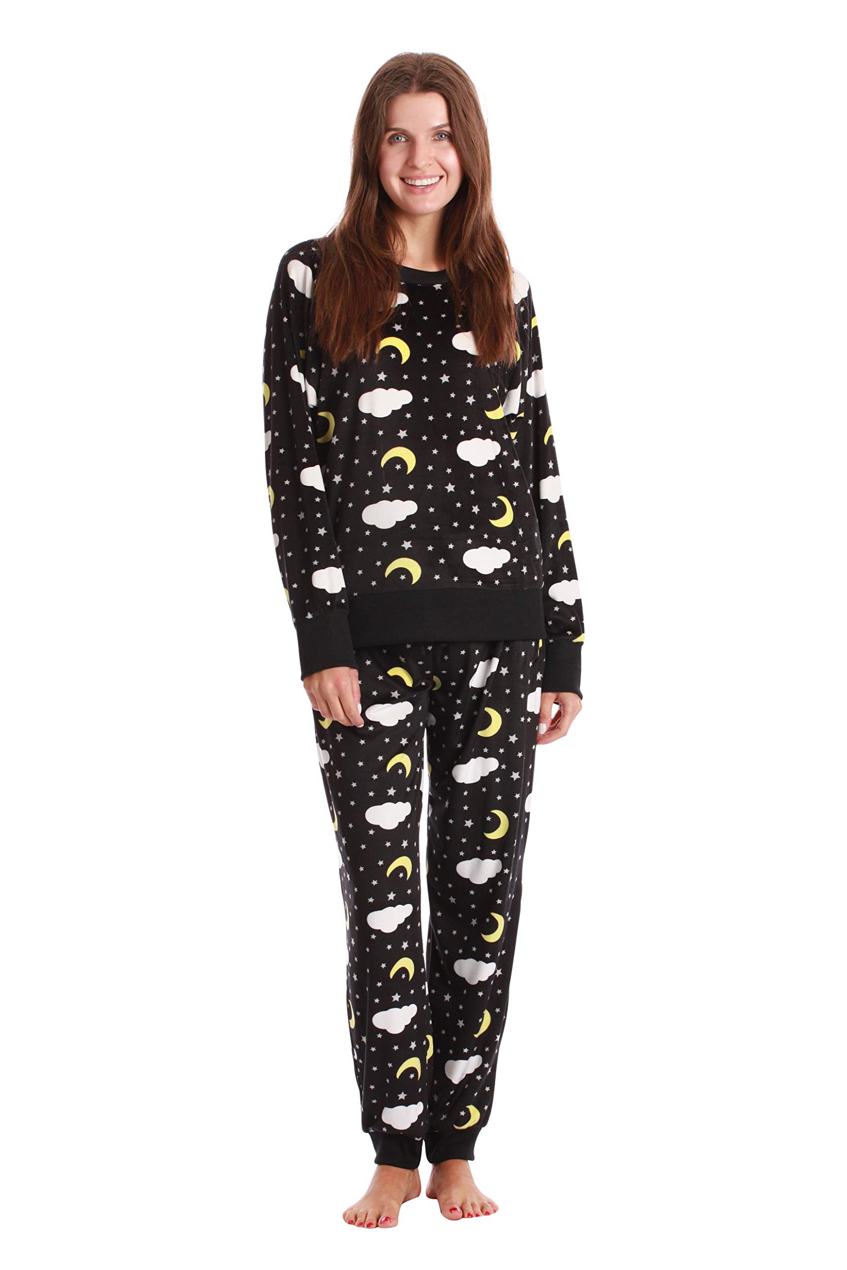 #FollowMe Women's Ultra-Soft Velour Jogger Pajama Pants Set - Cozy Sleepwear & Lounge Outfit for Home, Travel & Relaxation
