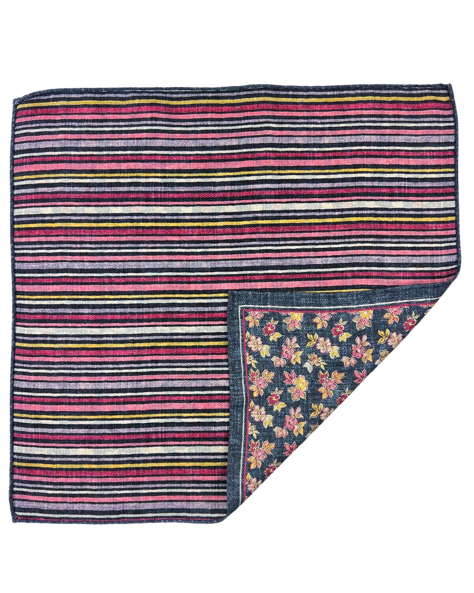 DÉCLIC Venosa Floral Reversible Hanky Scarf - Navy Blue - Stylish Fashion Accessory for Women, Perfect for Parties, Weddings & Everyday Wear