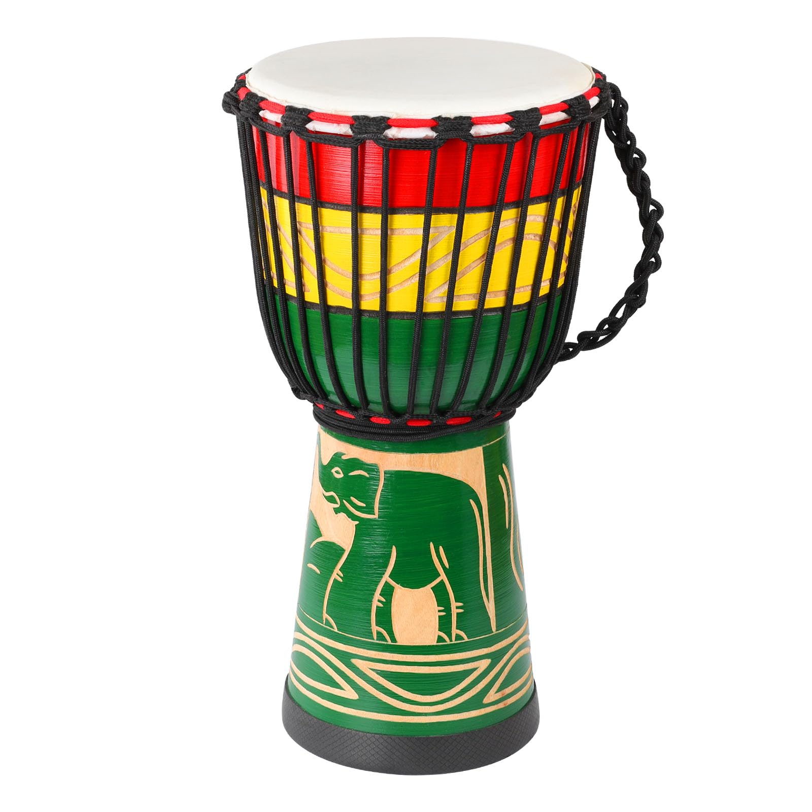 LIEKE 10'' x 20'' African Djembe Drum - Hand Carved Mahogany Wood with Goatskin Head - Professional Quality Percussion Instrument for Adults & Beginners (Green) | Perfect for Music Therapy, Drum Circles, Classroom Learning & Cultural Performances