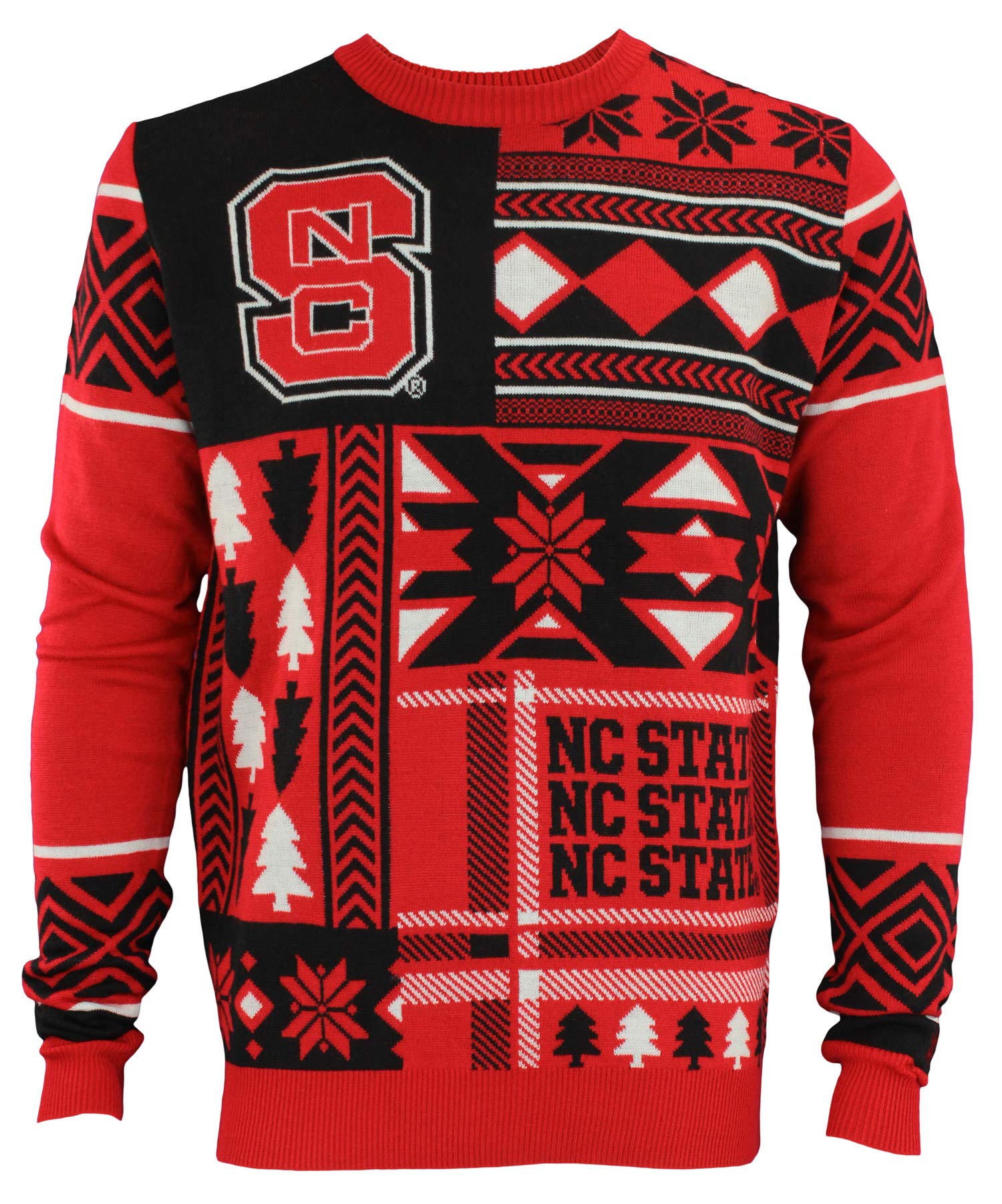 NCAA Men's Ugly Christmas Sweater with Team Patches - Crew Neck Holiday Sweater for College Basketball Fans - Perfect for Christmas Parties & Gifts