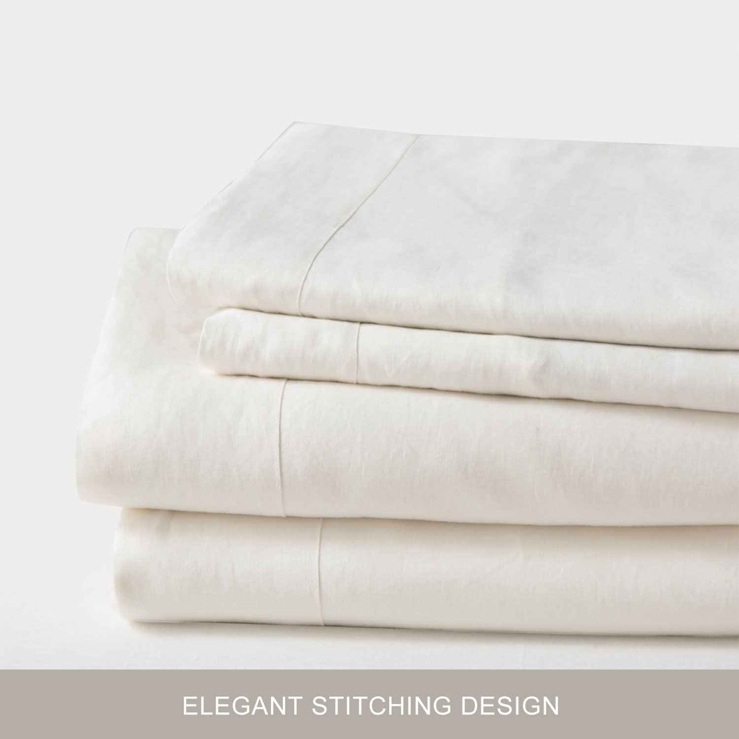 Premium 100% French Linen Pillowcases - 1 Pair Queen Size (20x30 inches) Natural Flax Bedding, Breathable & Hypoallergenic - Off White - Perfect for Eco-Friendly Home Decor & Luxury Hotel Style Bedrooms