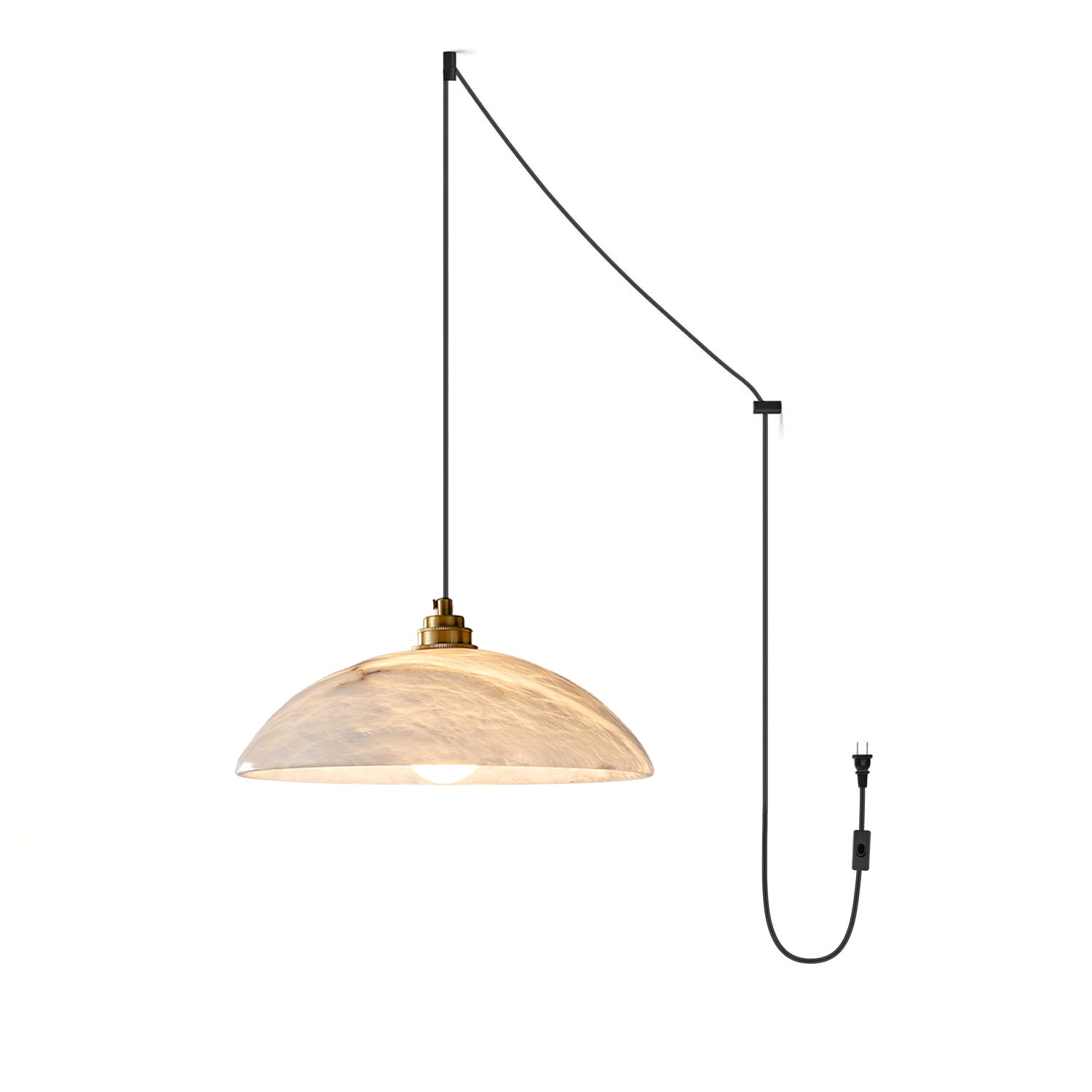Modern Alabaster Dome Swag Pendant Lamp - Elegant Hanging Light Fixture for Dining Room, Kitchen Island & Bedroom Decor