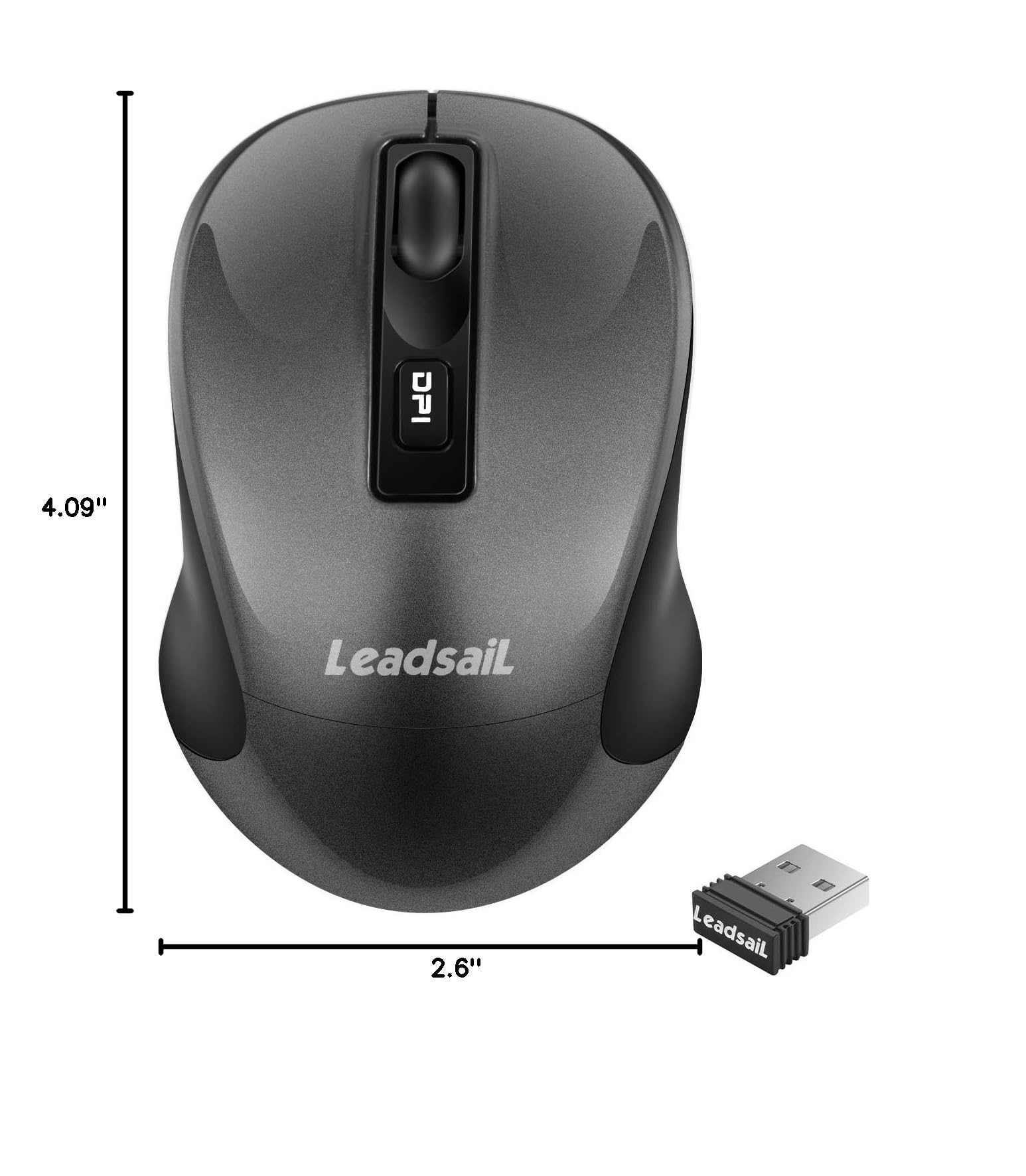 LeadsaiL Wireless Mouse 2.4G Slim Silent Optical Mouse with 4 Buttons - USB Cordless Mouse for Laptop, Desktop, MacBook - Perfect for Office, Home, Gaming & Travel Use