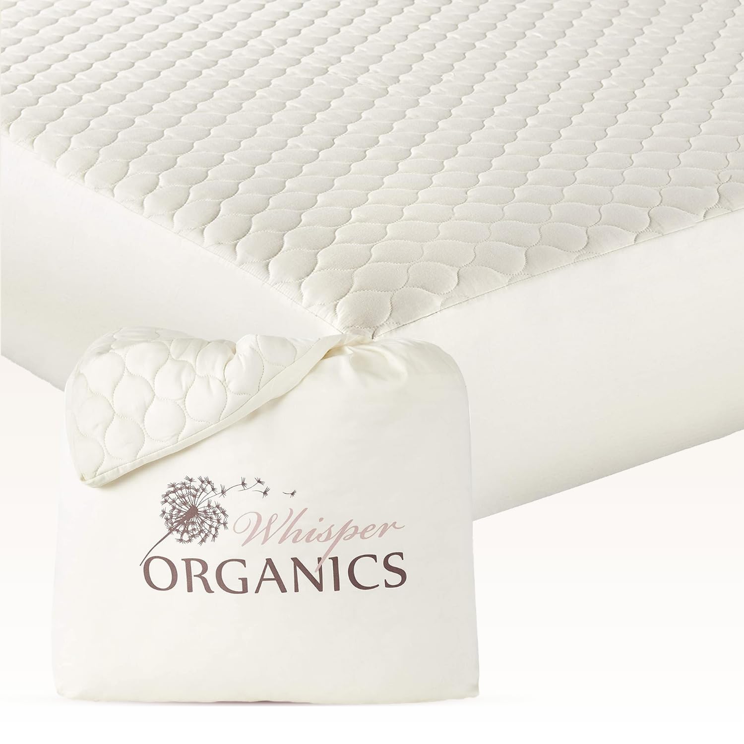 Organic Cotton Mattress Pad Cal King - 300GSM Breathable Cooling Mattress Protector, Noiseless & Machine Washable - Premium Quilted Bedding for Hot Sleepers & Allergy Relief (Ivory, California King Size) - Perfect for Master Bedrooms, Guest Rooms & Eco-Friendly Homes