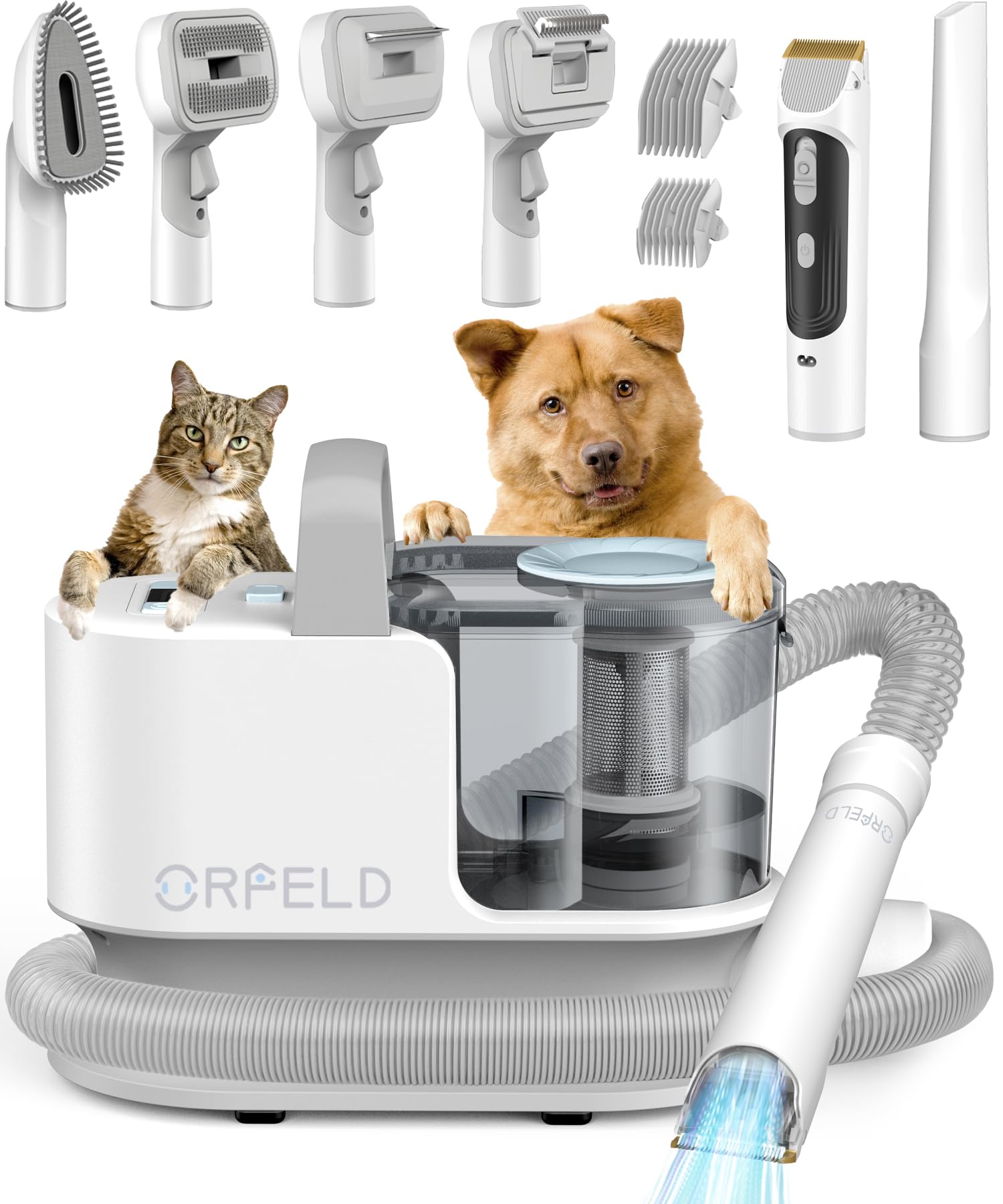 Professional Dog Clipper Grooming Kit with 2.5L Dust Cup & 6 Tools - Low Noise Pet Grooming Vacuum for Shedding, 99% Hair Suction for Dogs, Cats & Small Animals - Perfect for Home Grooming & Pet Hair Cleaning