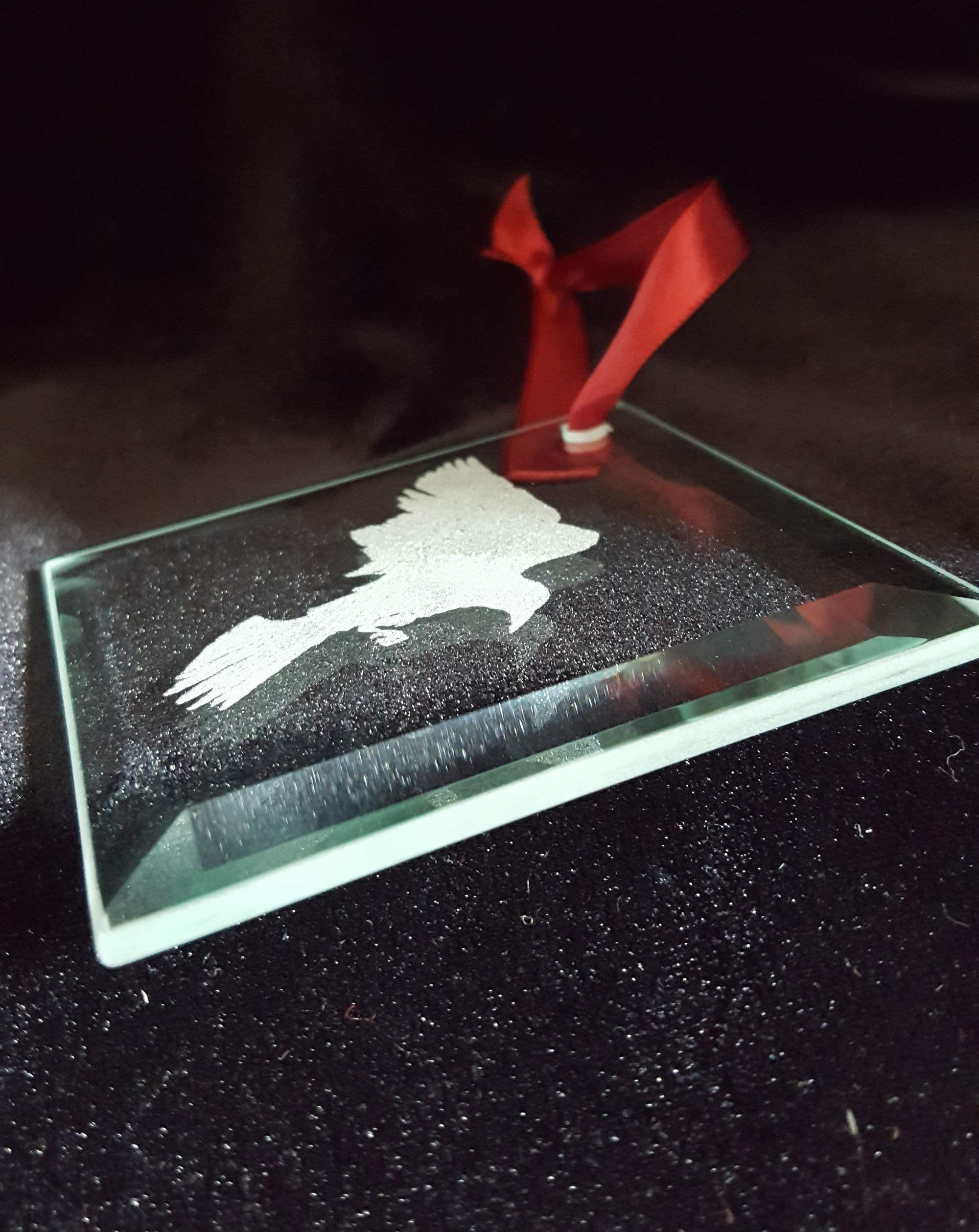 Raven in Flight Glass Ornament - Handcrafted Collectible with Free Custom Engraving - Perfect for Christmas Tree Decor, Gift Giving & Home Décor