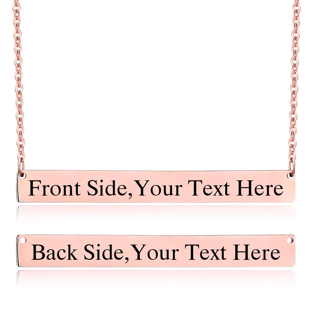 18K Gold Plated Engravable Name Bar Necklace for Women - Personalized Custom Name or Blessing Pendant Jewelry Gift for Her, Perfect for Birthdays, Anniversaries and Special Occasions