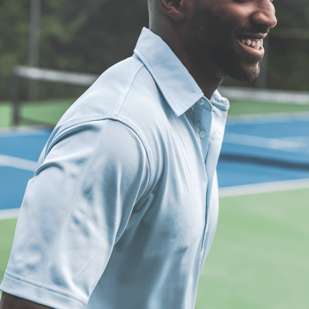 Tourney Stripe Performance Pique Polo Shirt - Breathable & Moisture-Wicking Men's Golf Shirt for Sports & Casual Wear