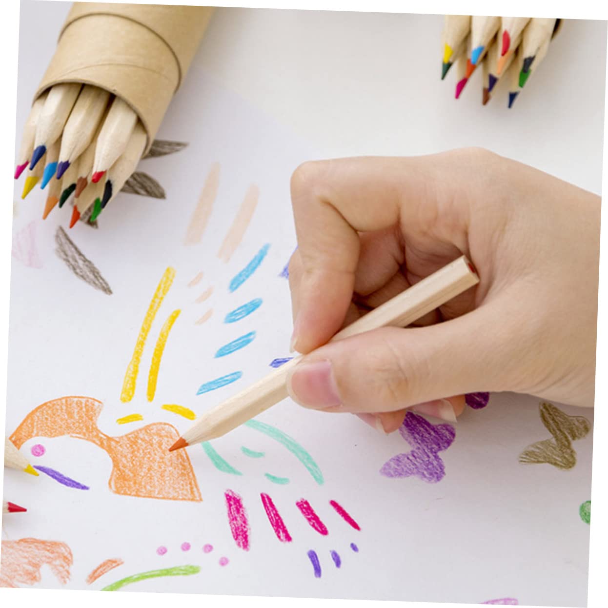 Hohopeti 24-Piece Colored Pencils Set - Professional Art Drawing & Sketching Pencils, Vibrant Colors, Wooden Barrel - Perfect for Artists, Students, Coloring Books & DIY Projects