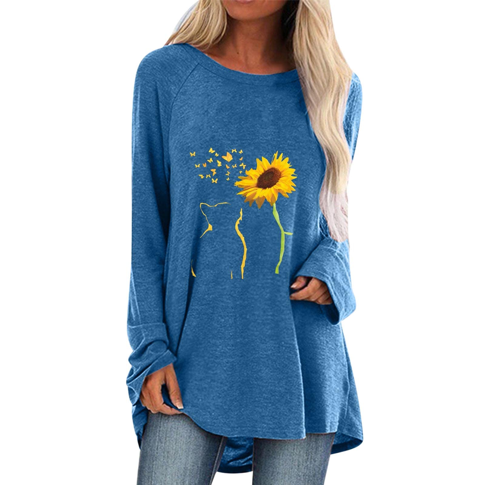 Fankle Women's Plus Size Short Sleeve Flowy Tunic Top with Dandelion Print - Comfortable Blouse to Wear with Leggings for Casual Outings, Work & Summer Fashion