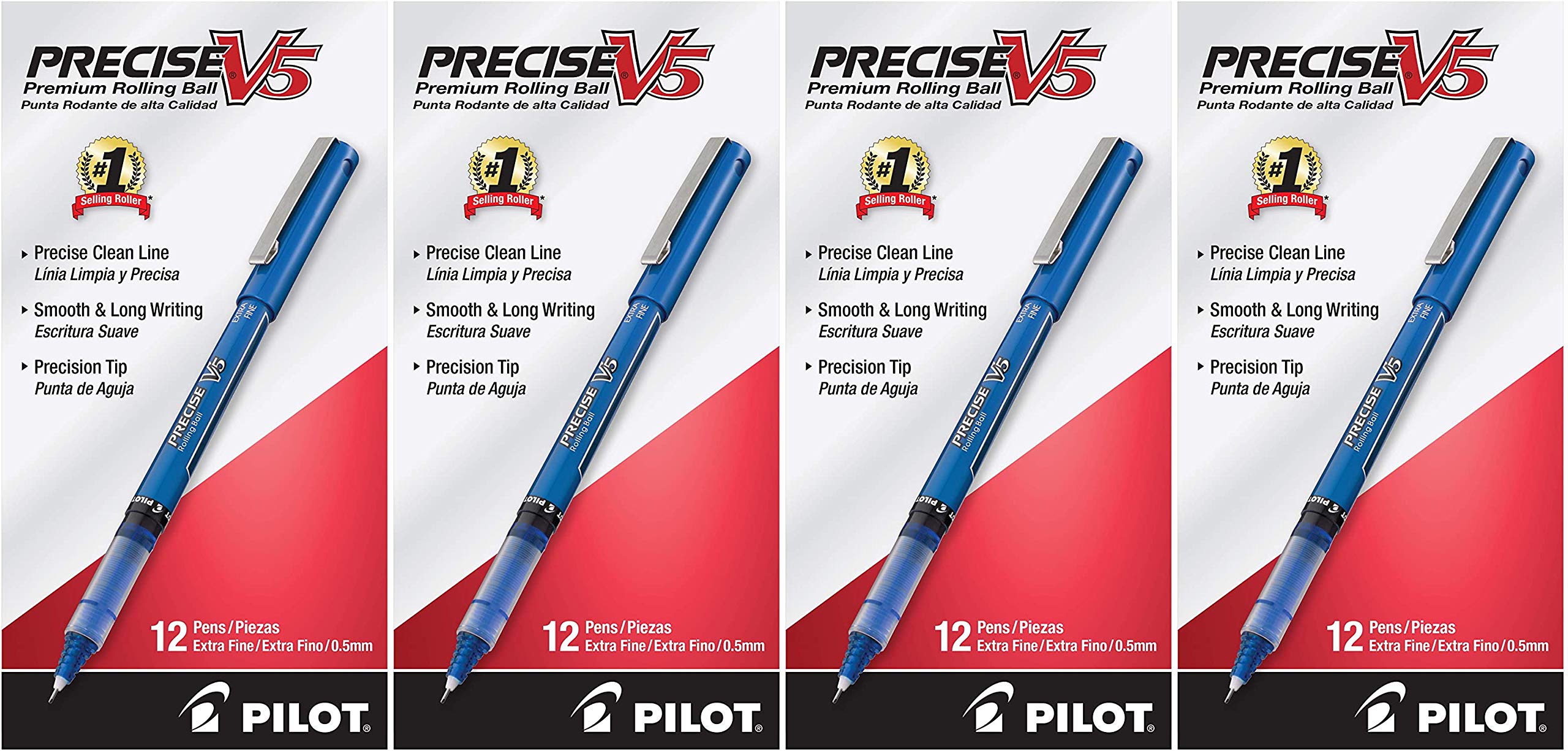 PILOT Precise V5 Extra Fine Point Rolling Ball Pens - 12 Pack Blue Ink (35335) - Perfect for Office Work, Note Taking & School Supplies