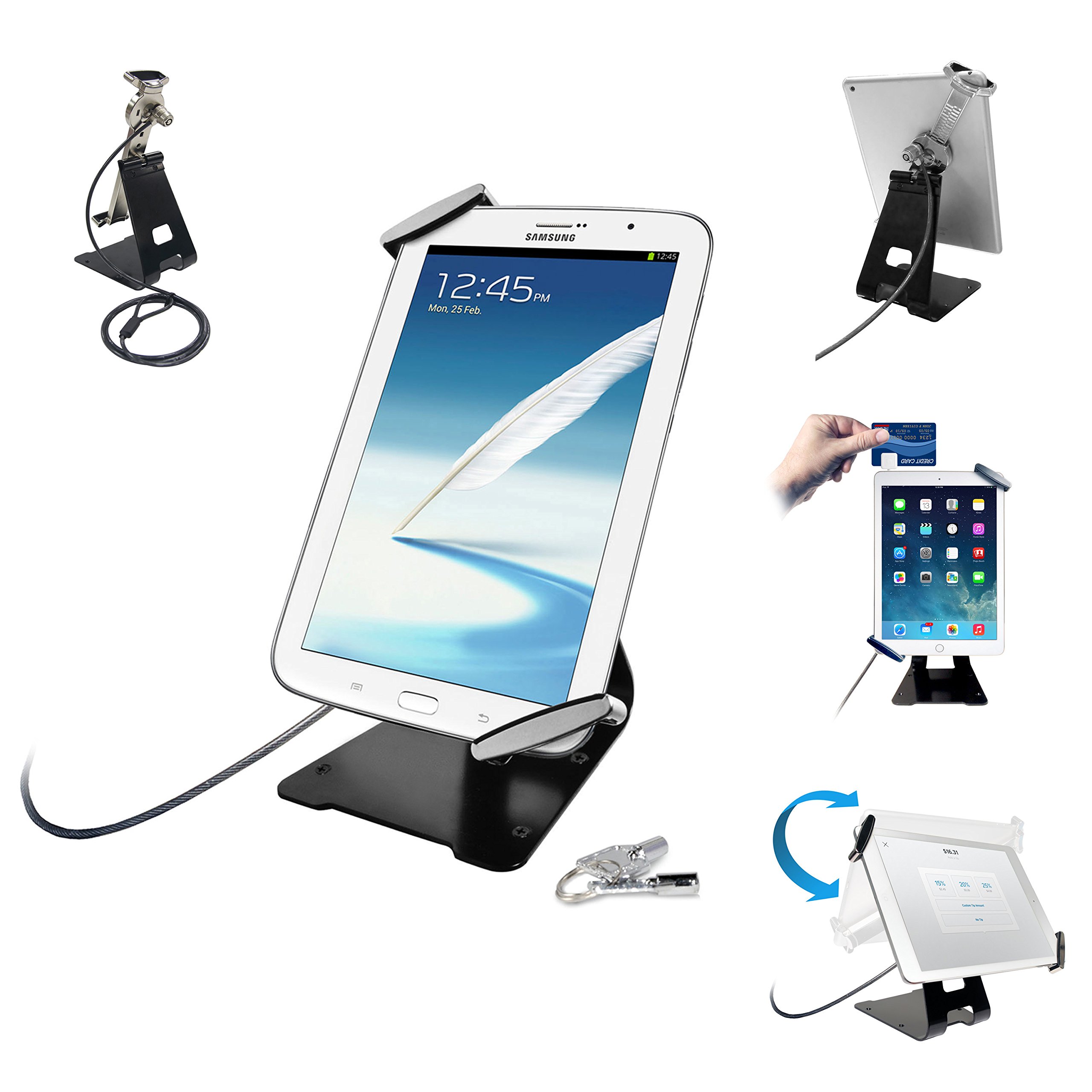 CTA Digital Universal Anti-Theft Tablet Stand & Security Grip - Compatible with iPad, Samsung Galaxy & More - Perfect for Travel, Cafes & Public Spaces