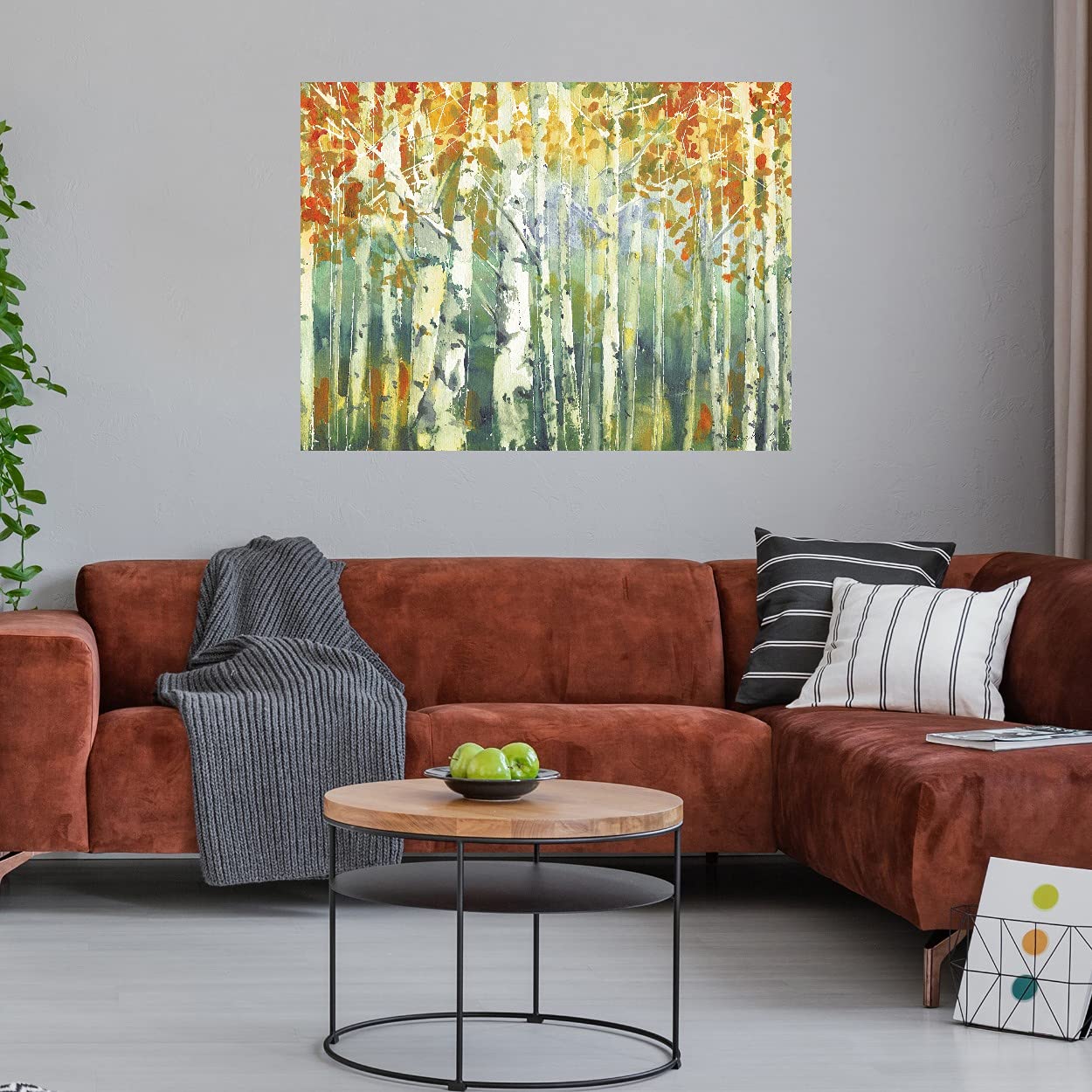 Abstract Birch Trees Canvas Wall Art - 32x24 Inch Large Modern Painting for Bedroom & Living Room Decor | Warm Nature-Inspired Artwork by Marietta Cohen | Perfect for Home, Office & Gift Giving
