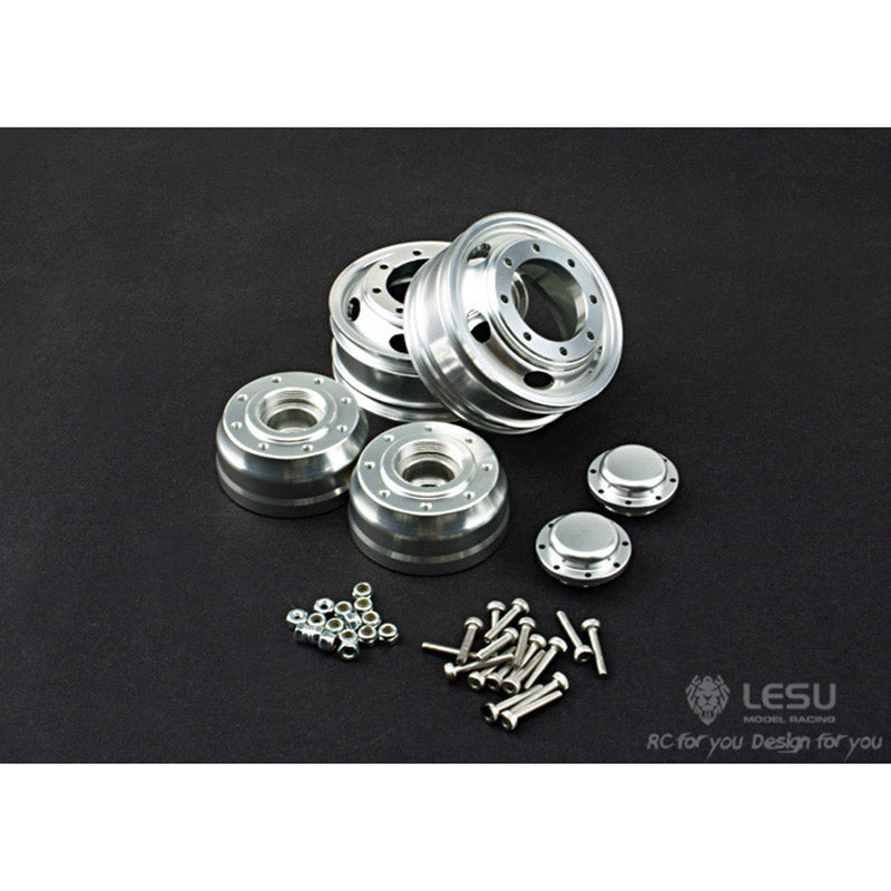 LESU 1/14 Scale Metal Wheel Hub Bearing with Hex Brake & Rubber Tires - Replacement Parts for RC Tamiya Tractor Truck & Tipper Trailer - Perfect for DIY Repair, Off-Road Racing, and Heavy-Duty Hauling Scenarios