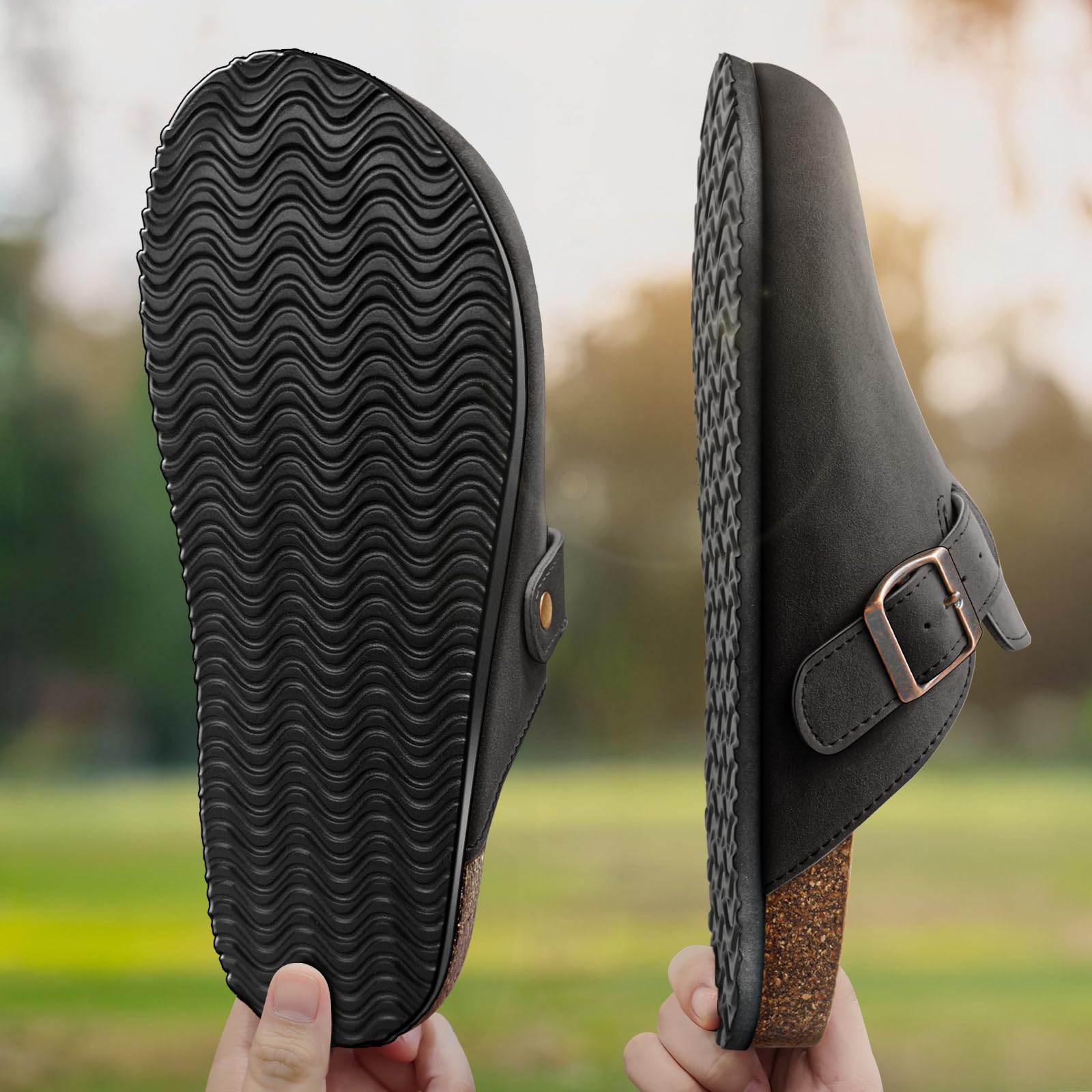 KEMISANT Men's Comfortable Suede Clogs - Soft Mule Slippers & Sandals with Cushioned Cork Footbed - Unisex Nurse & Healthcare Shoes - Perfect for Hospital Shifts, Gardening & Casual Wear