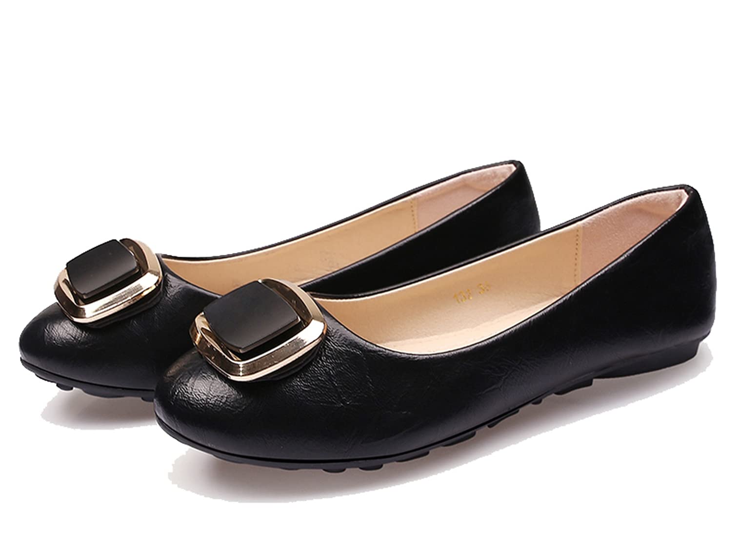 ZengyeZoo Women's Ballet Flats with Metallic Bows - Comfortable Dress Shoes for Women | Perfect for Weddings, Parties, and Office Wear
