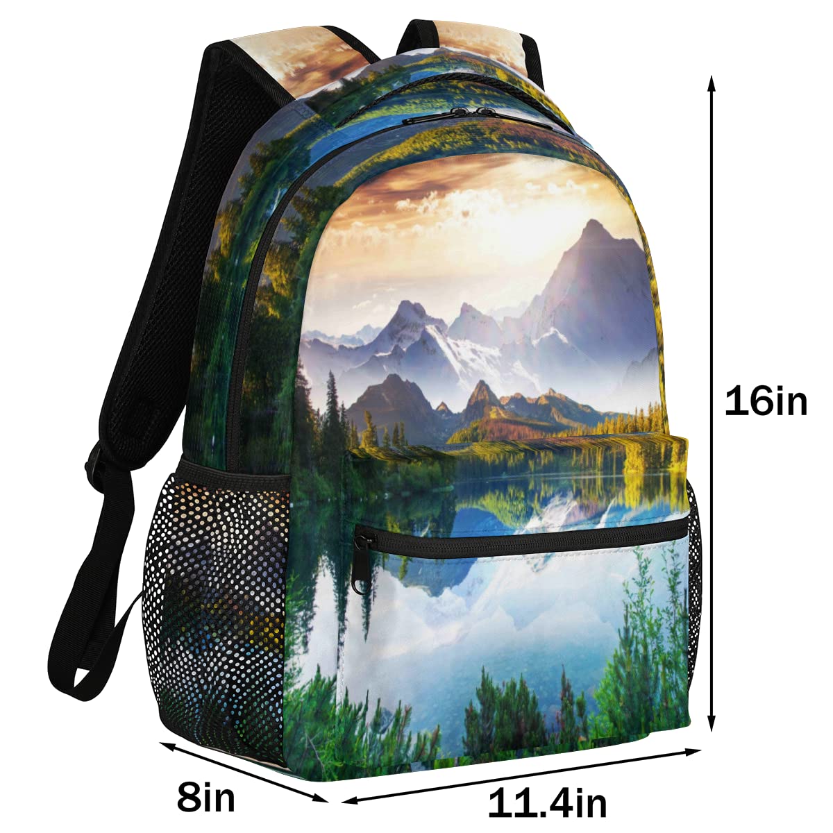 Nature Forest Tree Backpack with Waterfalls Landscape Design - Lightweight Travel Laptop Daypack for Hiking, School & Commuting - Durable Shoulder Bag for Outdoor Adventures & Daily Use