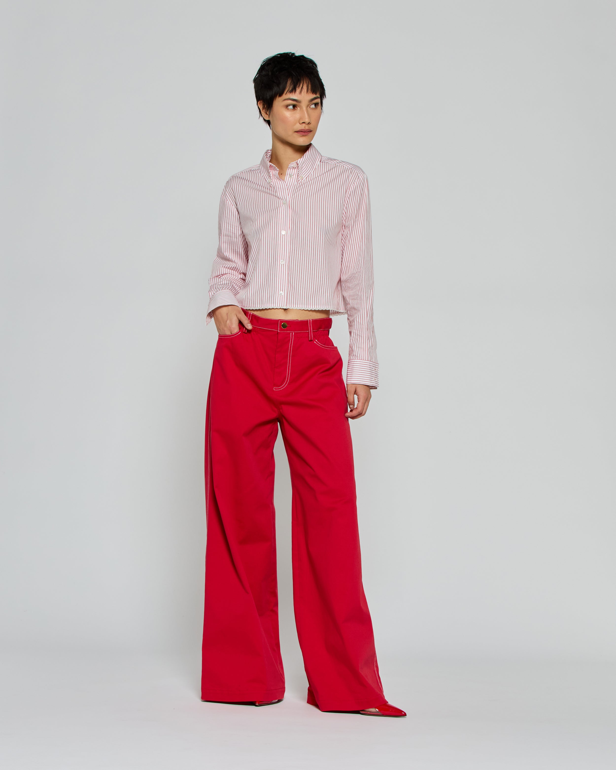 Stylish Red Paper Bag Jeans for Women - High Waisted Stretch Denim Pants - Perfect for Casual Outfits, Dates & Streetwear Fashion