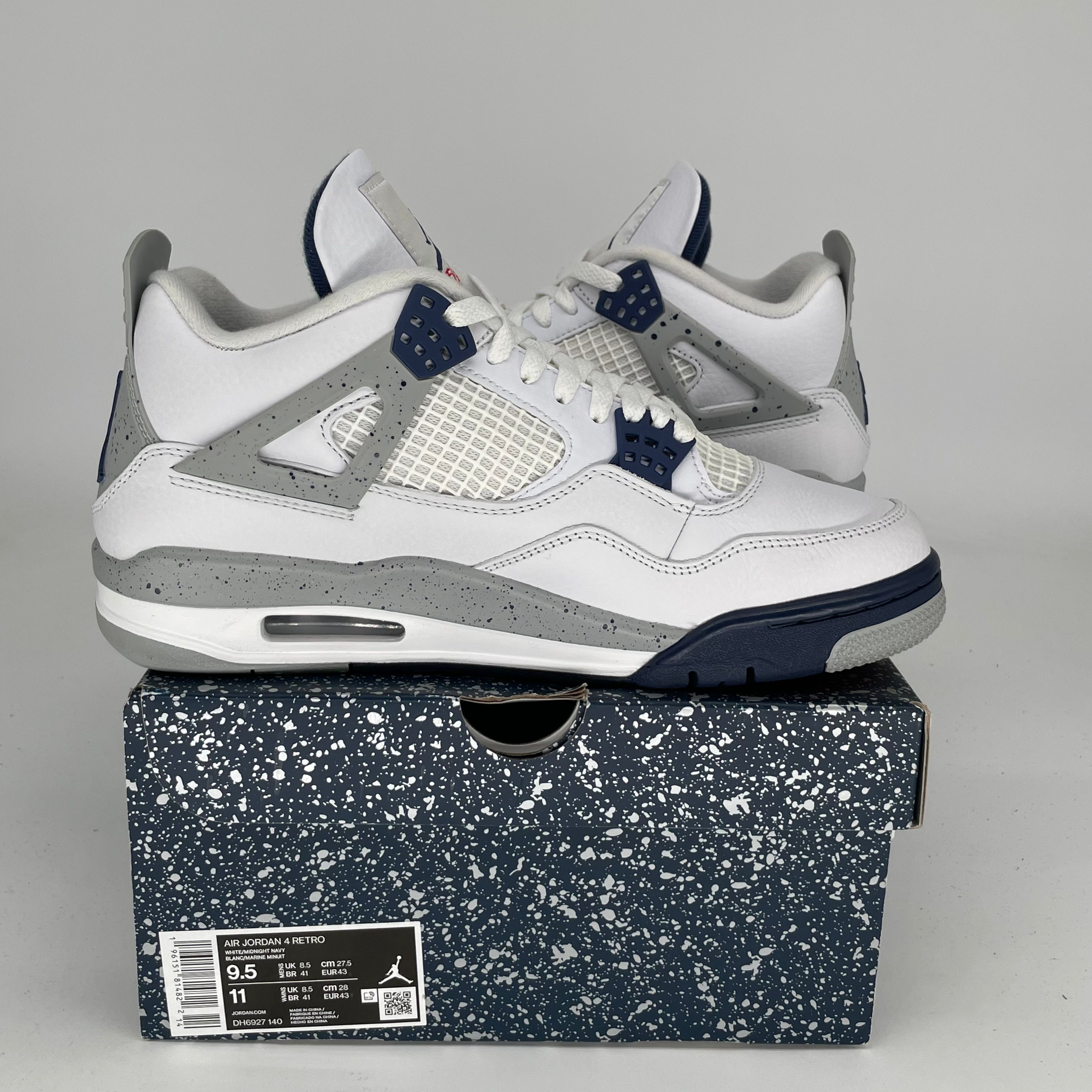 AIR JORDAN 4 Retro Midnight Navy Men's Basketball Shoes Size 9.5 - DH6927-140 | Authentic Sneakers for Casual Wear, Sports & Street Fashion