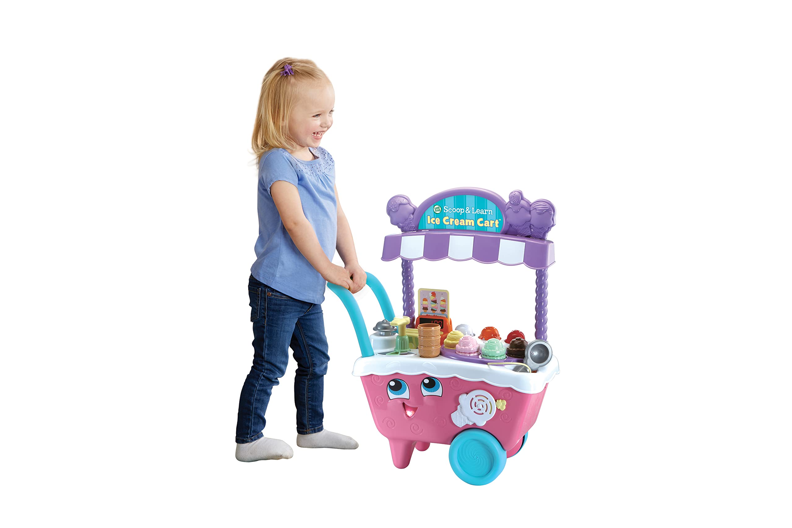 LeapFrog Scoop & Learn Ice Cream Cart - Pink, 8.5 x 20.3 x 24.9 inches (VTech 600753) - Educational Toy for Toddlers Ages 2+ | Pretend Play, Fine Motor Skills & Color Learning | Amazon Exclusive