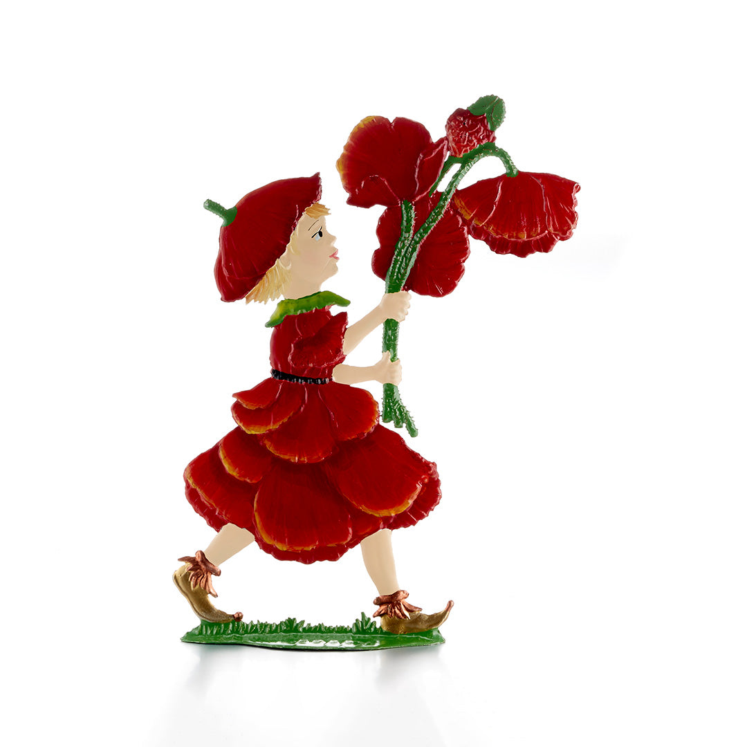 Wilhelm Schweizer Pewter Poppy Girl Figurine - Handcrafted Collectible Home Decor for Living Room, Office & Gift Giving