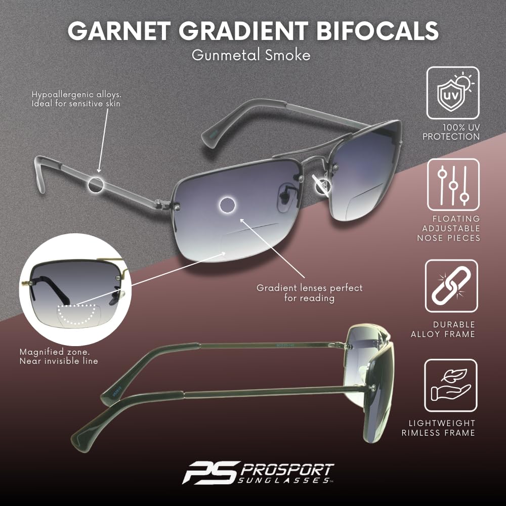 ProSPORT Gradient Bifocal Sunglasses for Men & Women - Polarized Aviator Reading Glasses with UV Protection - Perfect for Driving, Fishing & Outdoor Activities