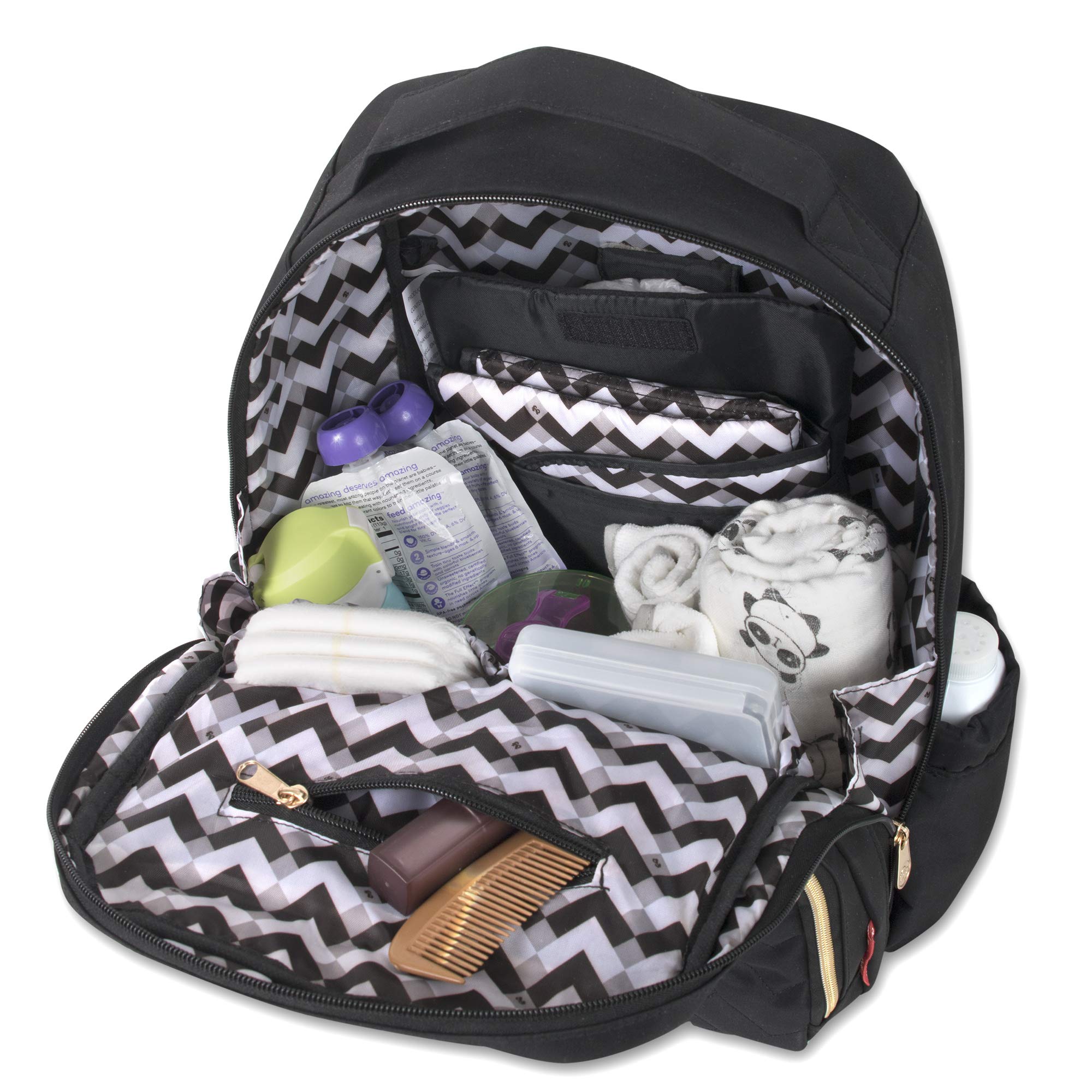 Fisher-Price Morgan Quilted Backpack for Kids - Stylish Black School Bag with Adjustable Straps - Perfect for School, Travel & Daycare Essentials
