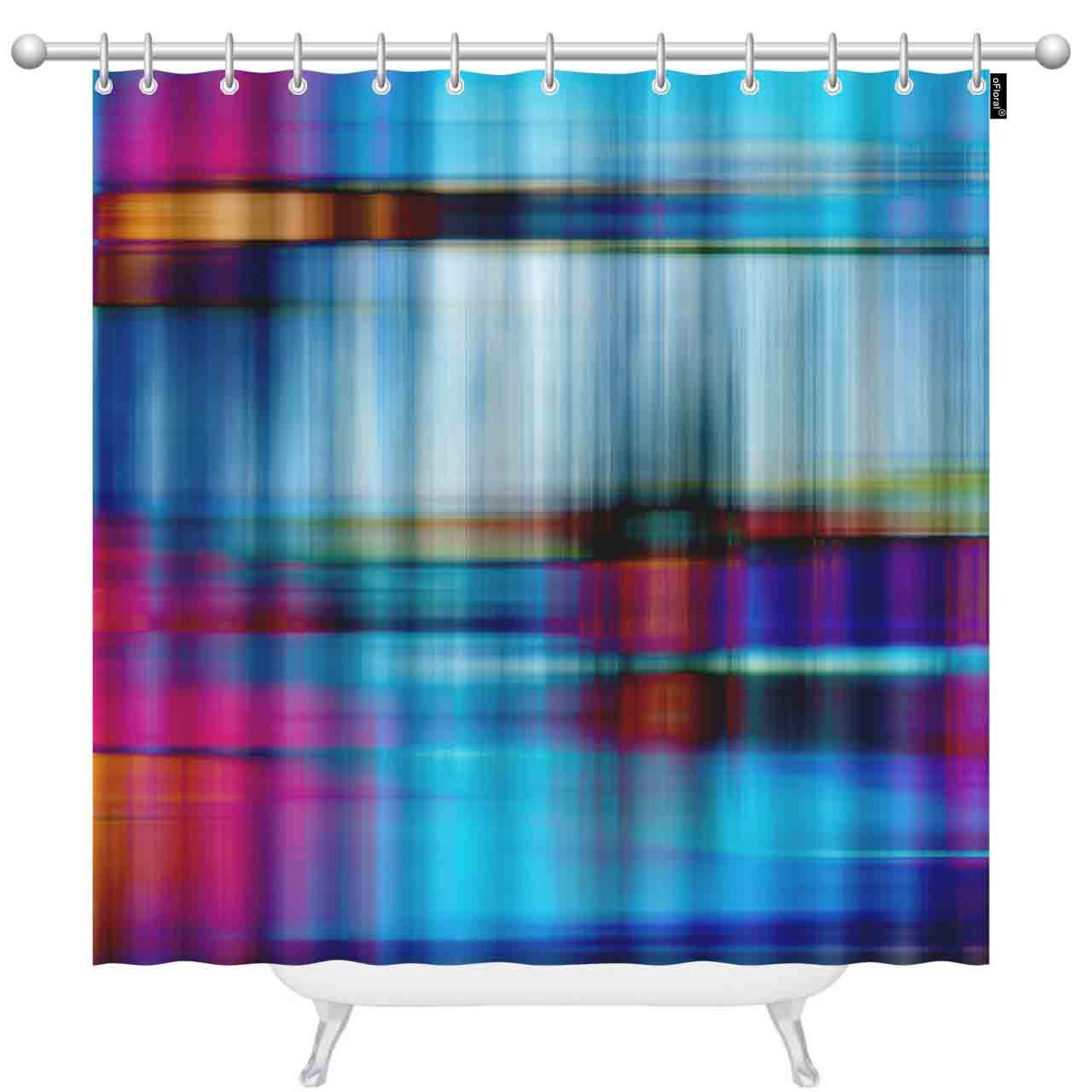 Floral Time Tunnel Shower Curtain 60x72 Inch - Heavy Weighted Polyester Bathroom Curtain with Hooks in Blue, Fuchsia, Pink, Violet, Orange, Black & White | Waterproof & Durable for Bathroom, Dorm, RV & Apartment Showers