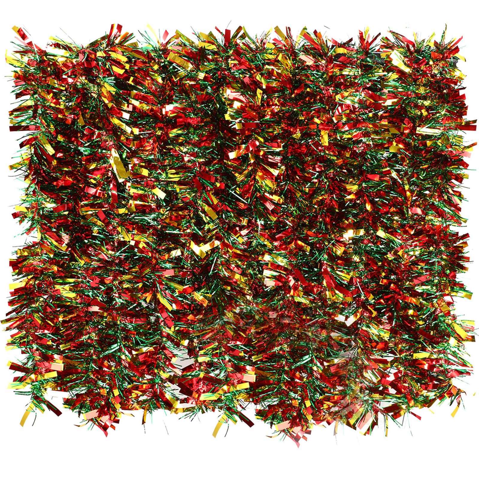 BBTO 6-Pack 39.4ft Mardi Gras Tinsel Garland - Metallic Glitter Twist Decor for Holiday Party, Christmas, Wreath & Fireplace - Indoor/Outdoor Use (Red, Green, Gold Mixed) - Perfect for Festive Decorations, Home Parties & Seasonal Celebrations