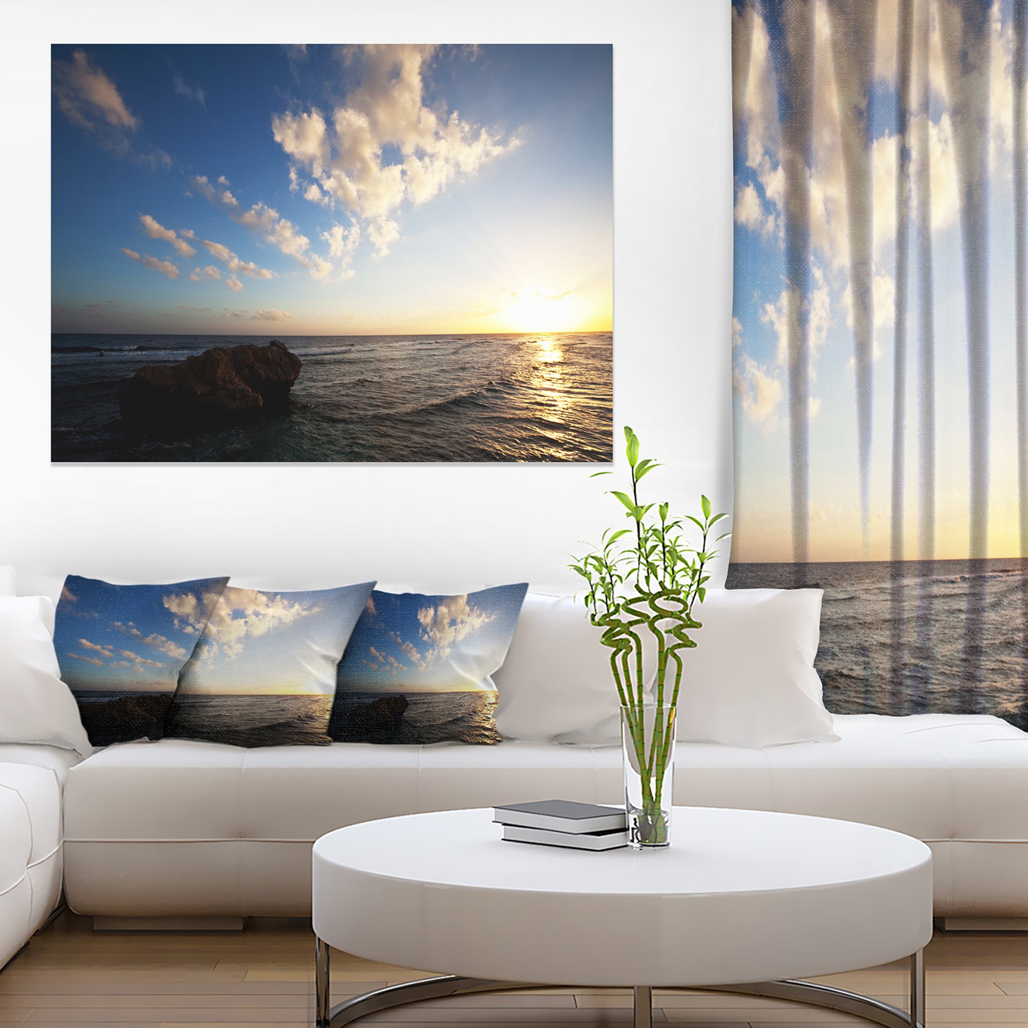 Evening Sea After Heavy Storm - Modern Beach Canvas Wall Art Print - Coastal Home Decor for Living Room, Bedroom & Office