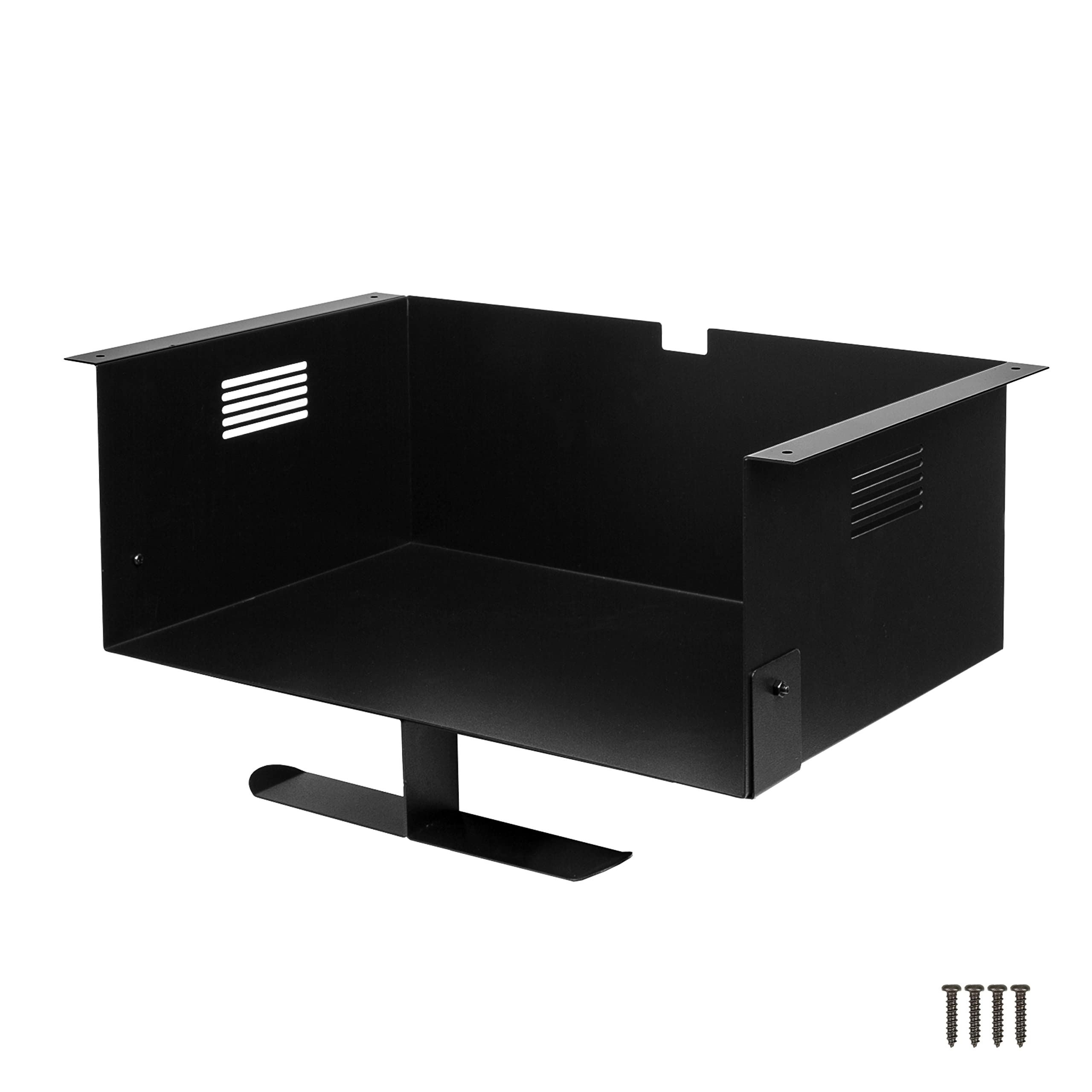 Ilyapa Under Desk CPU Mount - Heavy Duty Steel Computer Holder with Ventilation for Home Office & Gaming Setup | Compatible with Xbox, PlayStation, PS5, Wii | Space-Saving Storage Solution for Desktops, Consoles & Headphones (6 x 15 x 10 Inches) - Perfect for Compact Workspaces & Gaming Stations