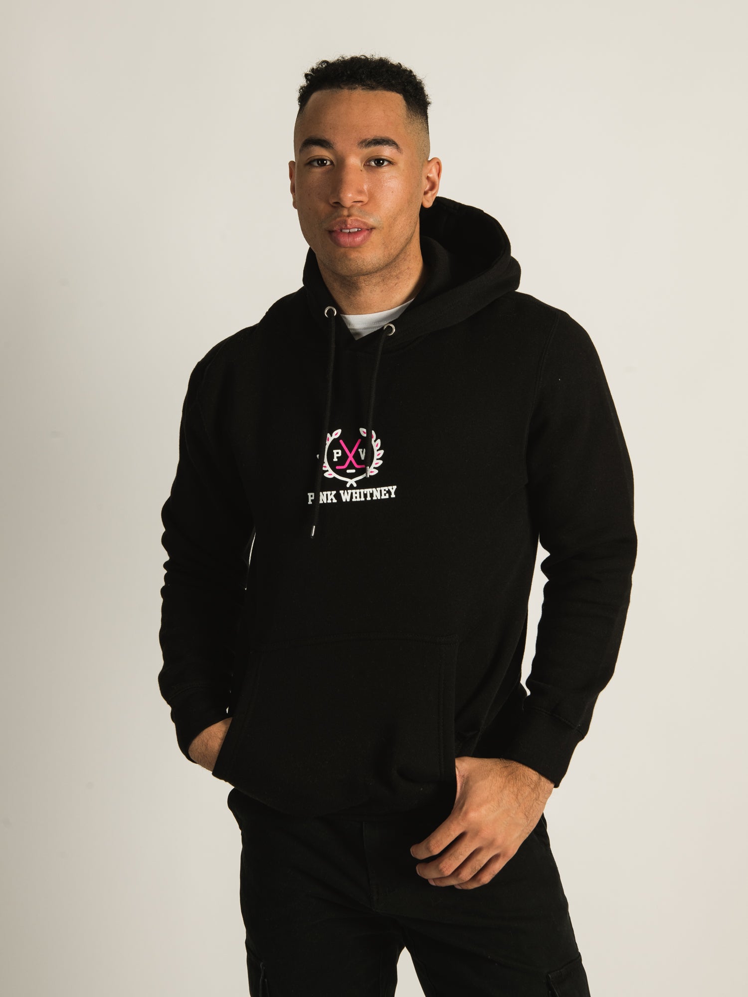 Barstool Sports Pink Whitney Crest Hoodie - Comfortable & Stylish Pullover for Fans - Perfect for Game Day, Casual Wear & Outdoor Activities