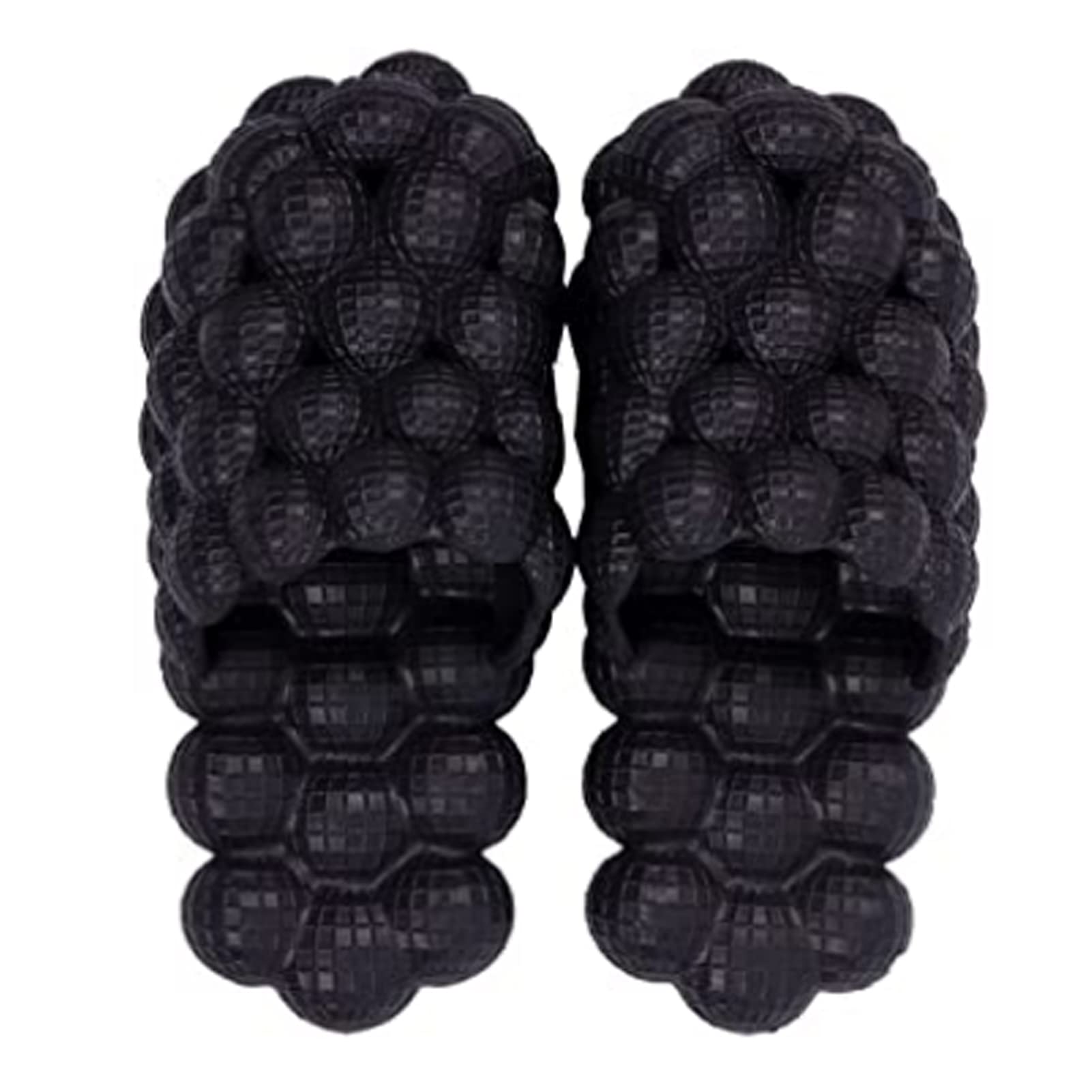 Funny Lychee Bubble Slippers - Women's Reflexology Massage Flip Flops | Breathable Non-Slip Summer Slide Sandals for Bath, Shower & Spa | Comfortable House Slippers for Relaxation & Foot Therapy (Size: Women 4.5-5.5/Men 3-4, Color: Black)